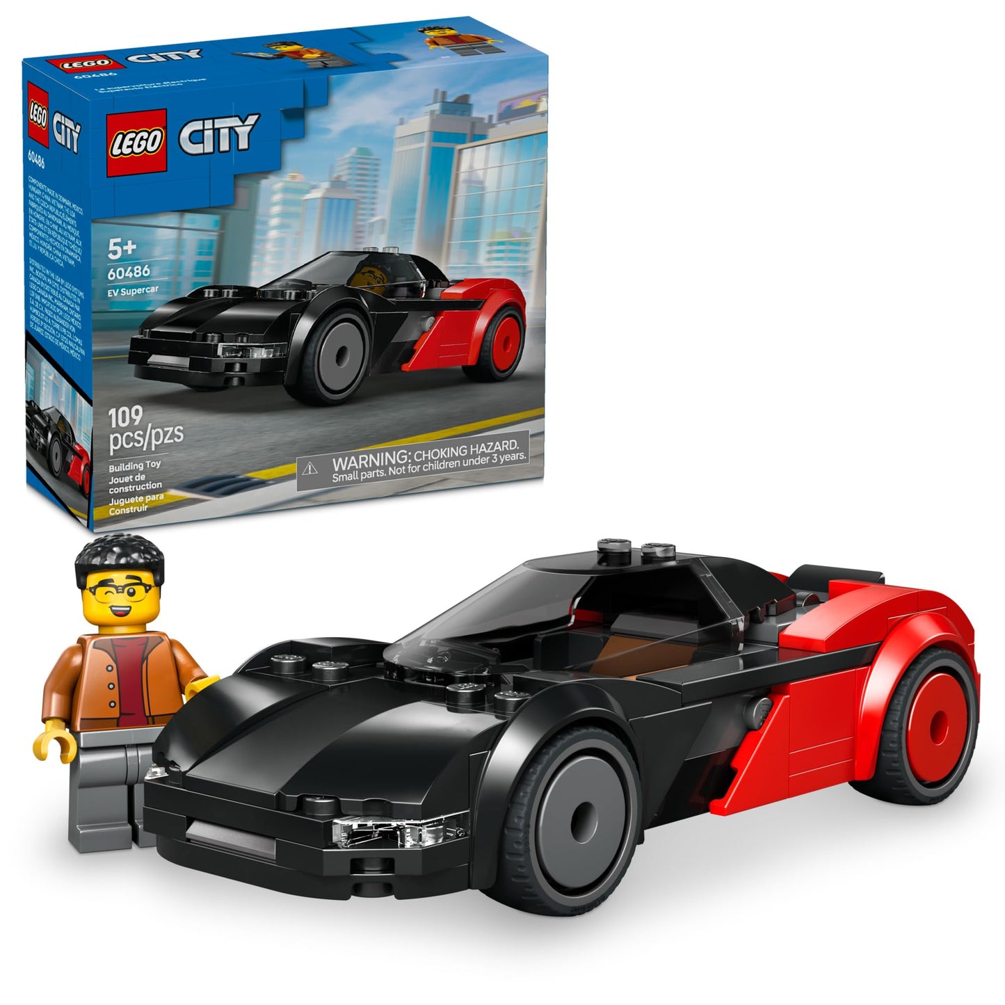 LEGO City EV Supercar 60486 – Building Toy for Kids 5+ | Realistic Racing Play