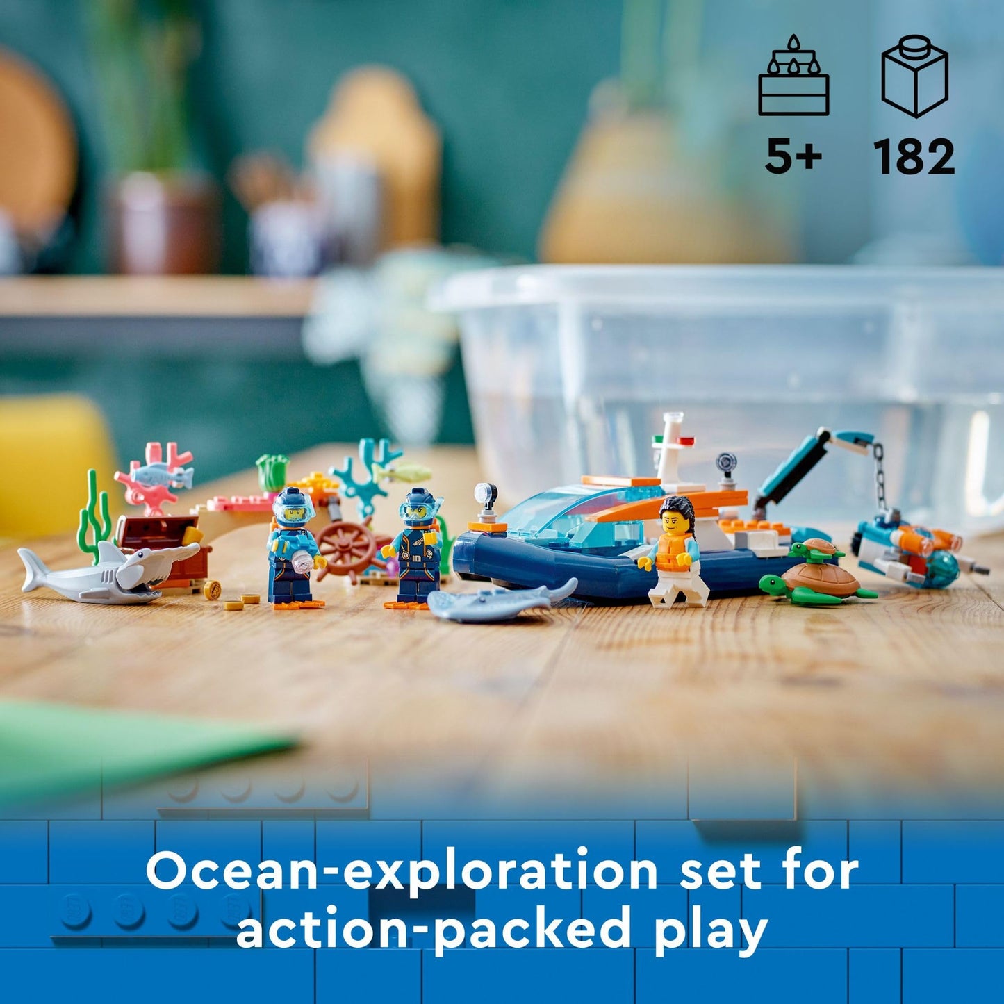 LEGO City Explorer Diving Boat 60377 – Ocean Adventure Set with Coral Reef