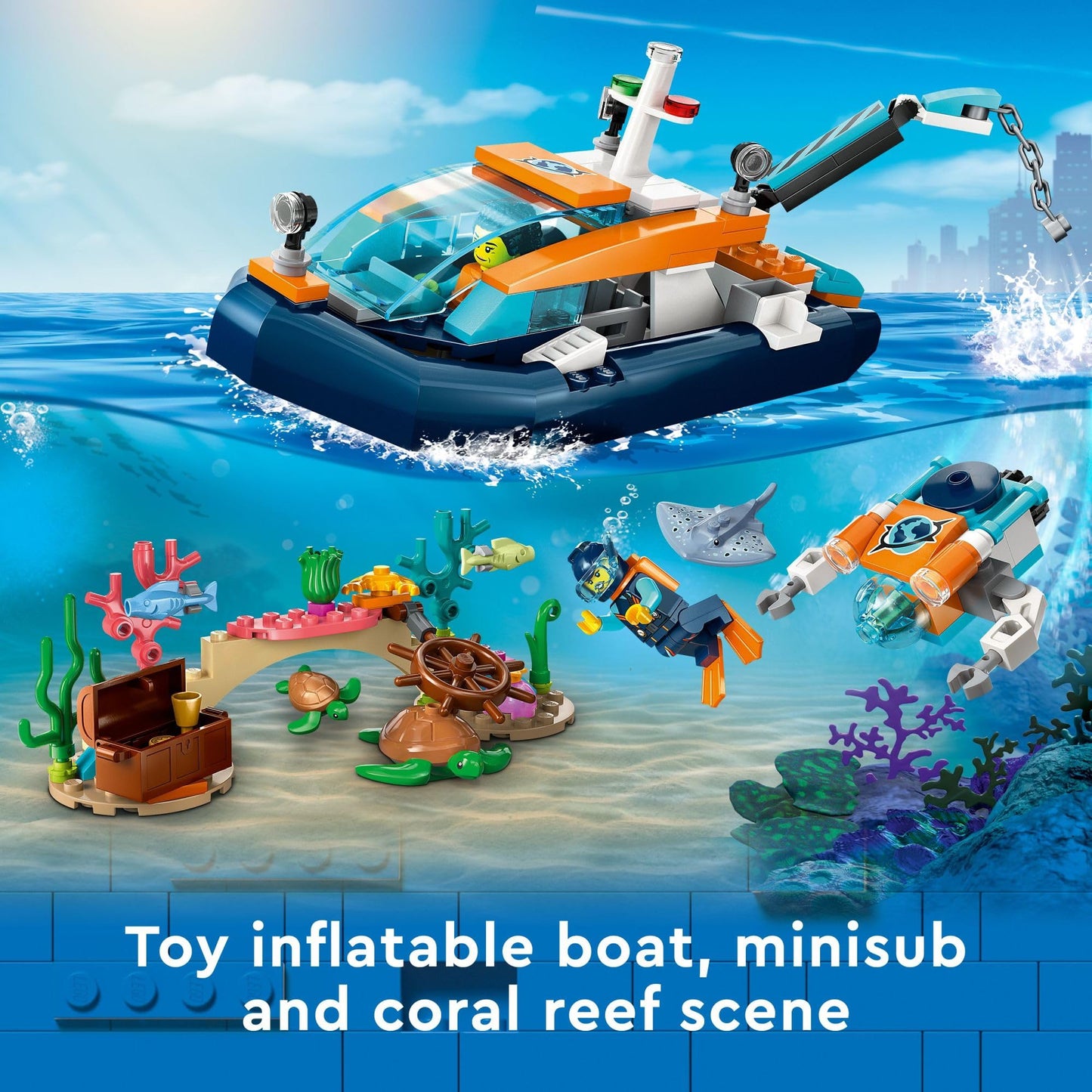 LEGO City Explorer Diving Boat 60377 – Ocean Adventure Set with Coral Reef