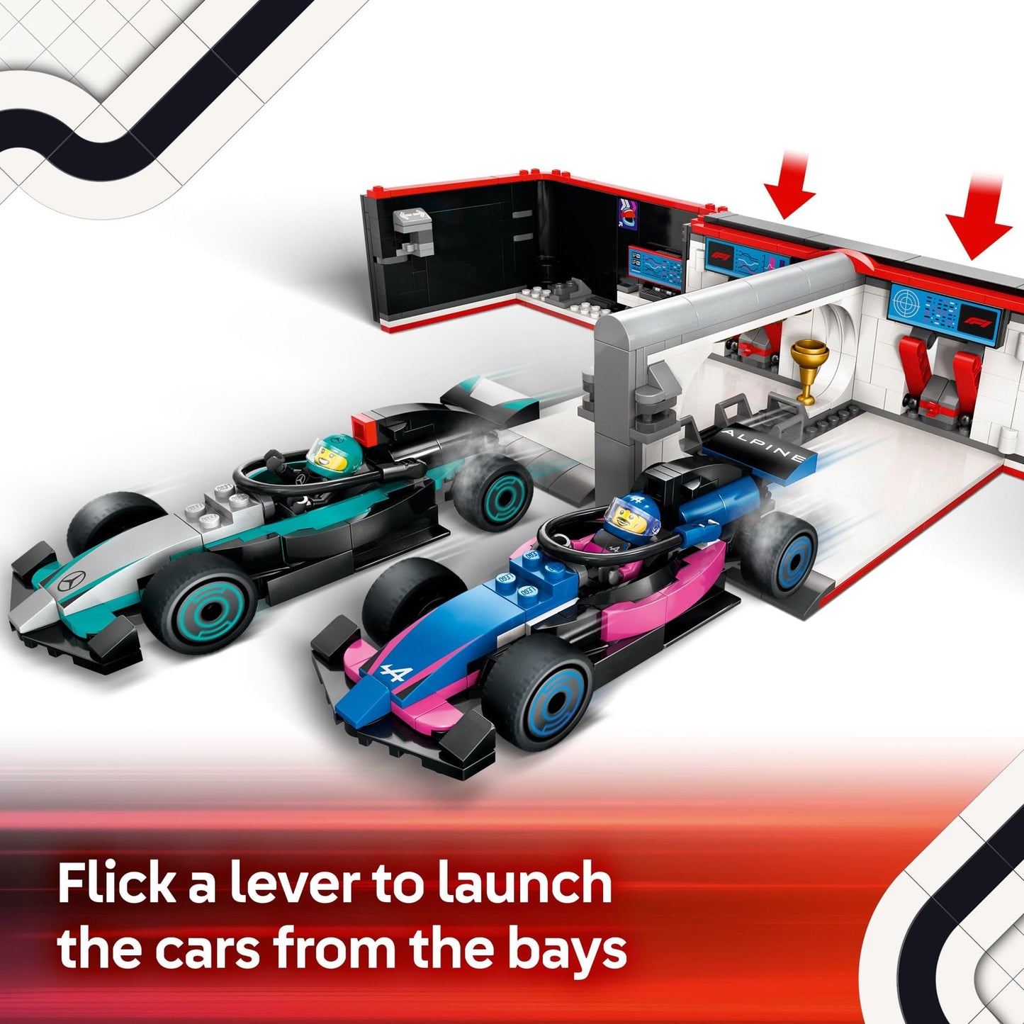 LEGO City F1 Garage & Mercedes-AMG & Alpine Cars | 60444 – Portable Race Car Playset