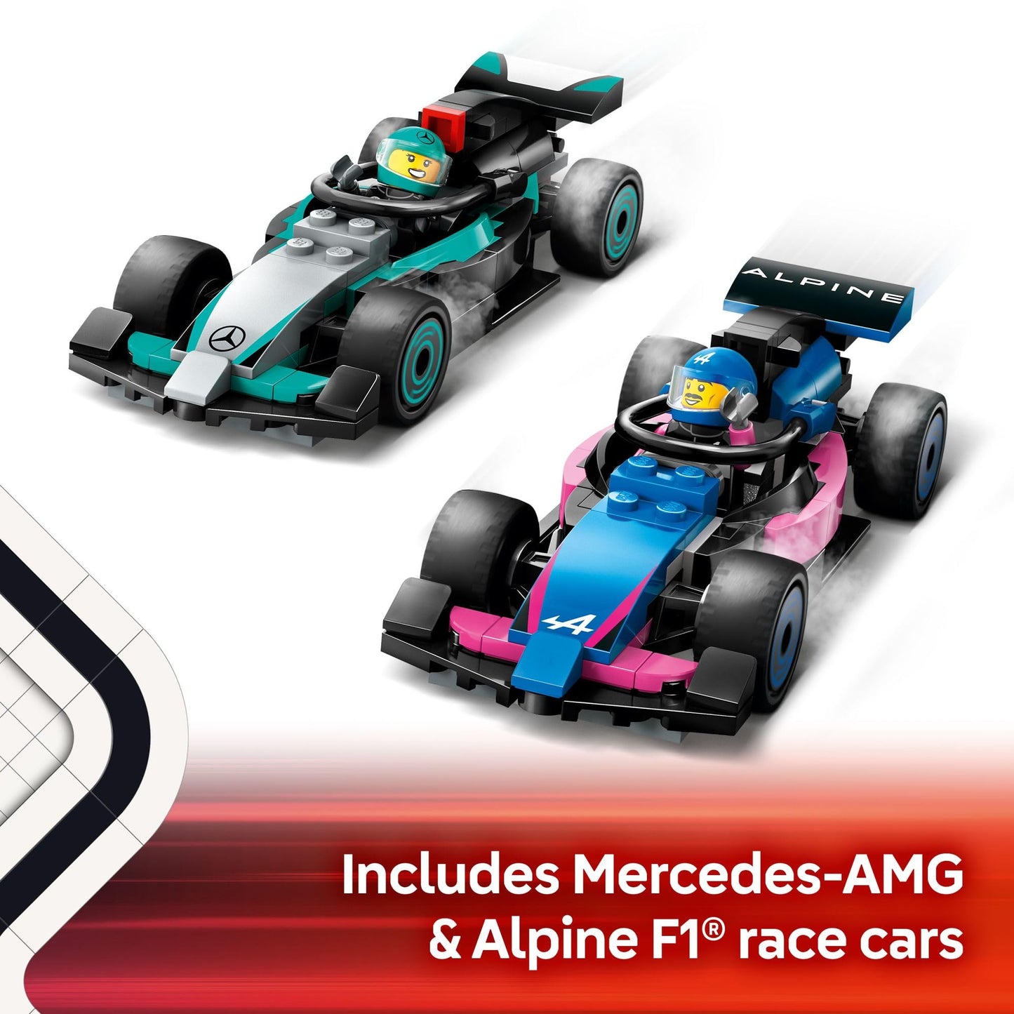 LEGO City F1 Garage & Mercedes-AMG & Alpine Cars | 60444 – Portable Race Car Playset