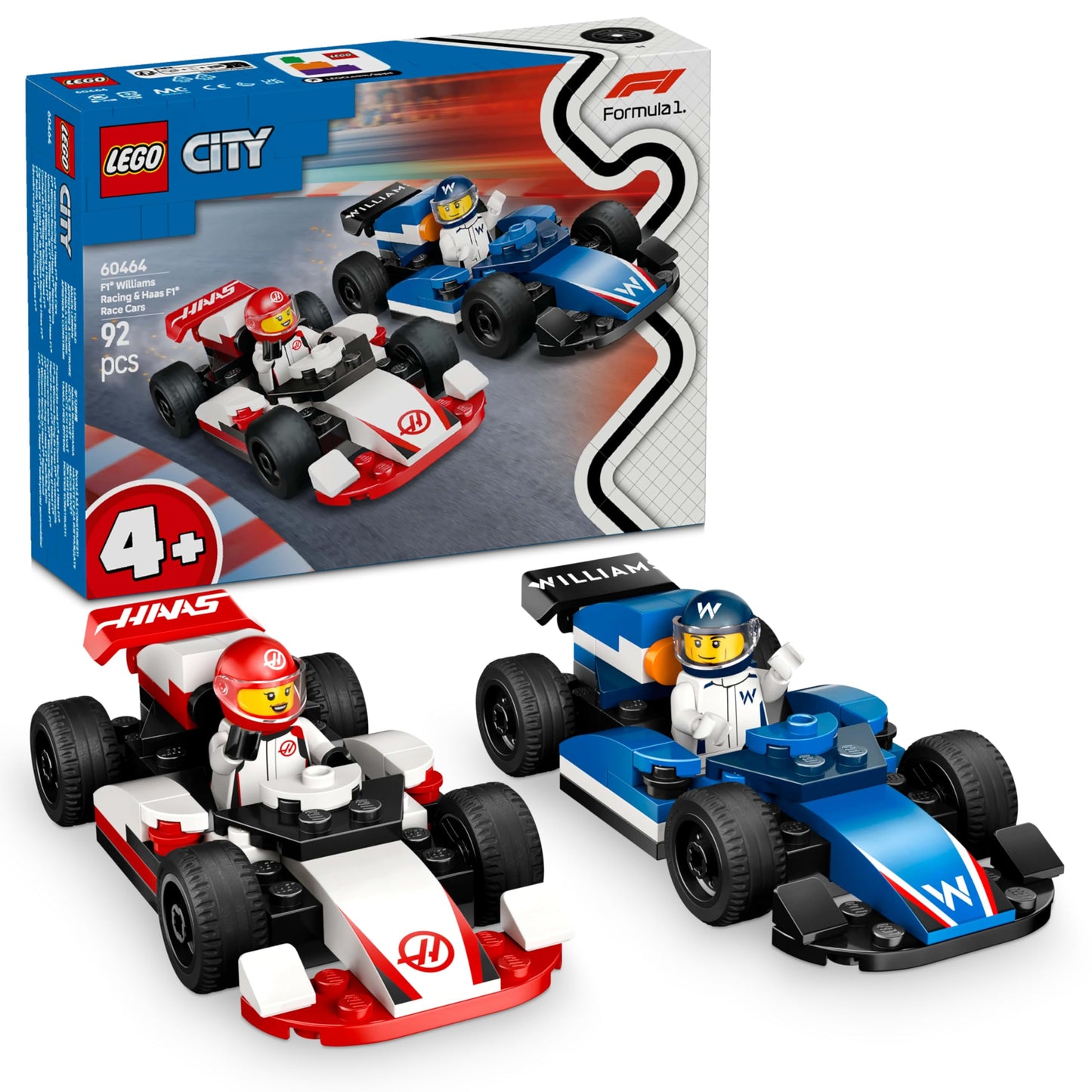 LEGO City 60464 F1 Williams Racing & Haas F1 Race Car Combo | Educational Building Set for Kids 4+