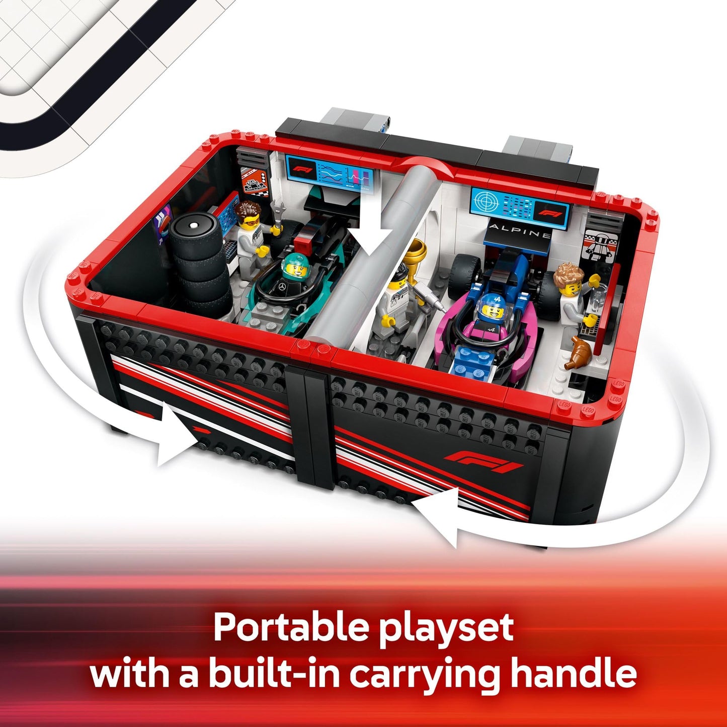 LEGO City F1 Garage & Mercedes-AMG & Alpine Cars | 60444 – Portable Race Car Playset