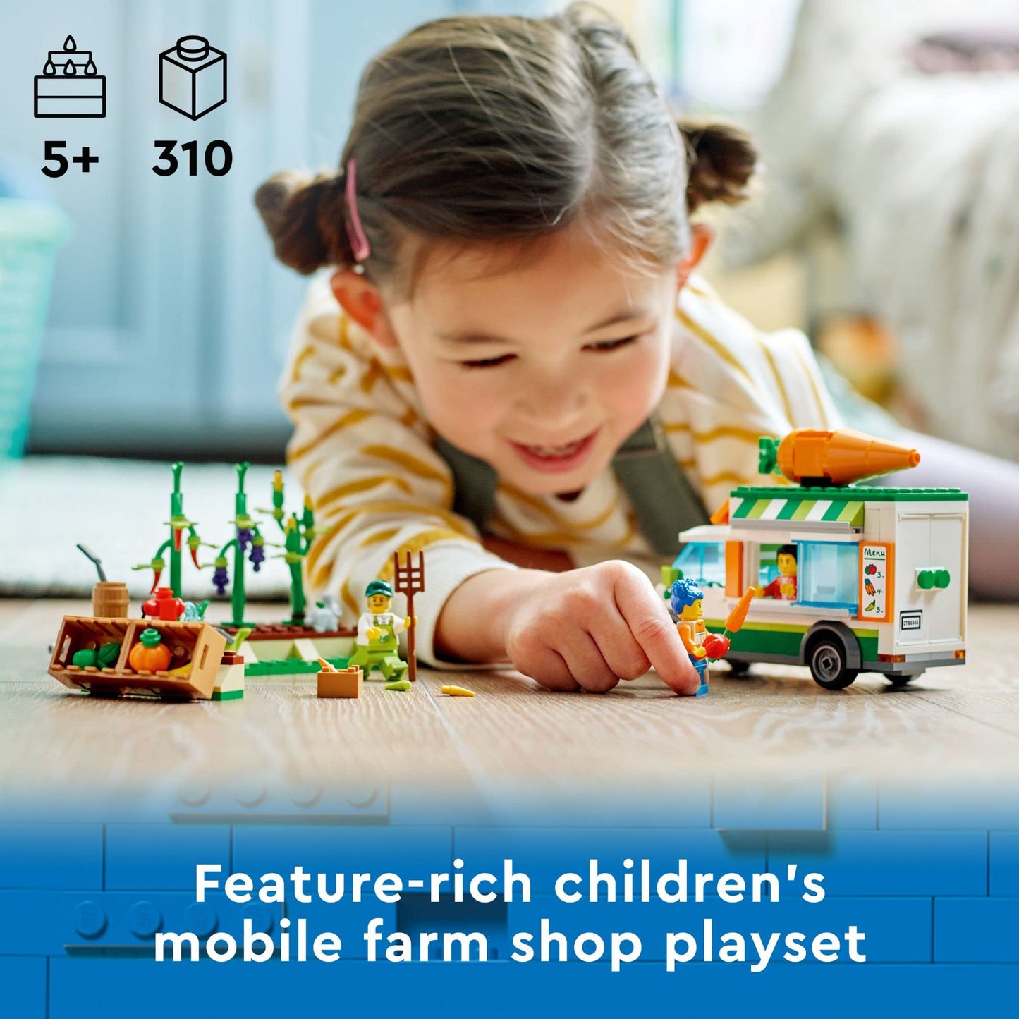 LEGO City Farmers Market Van 60345 – Mobile Farm Shop Playset for Kids 5+