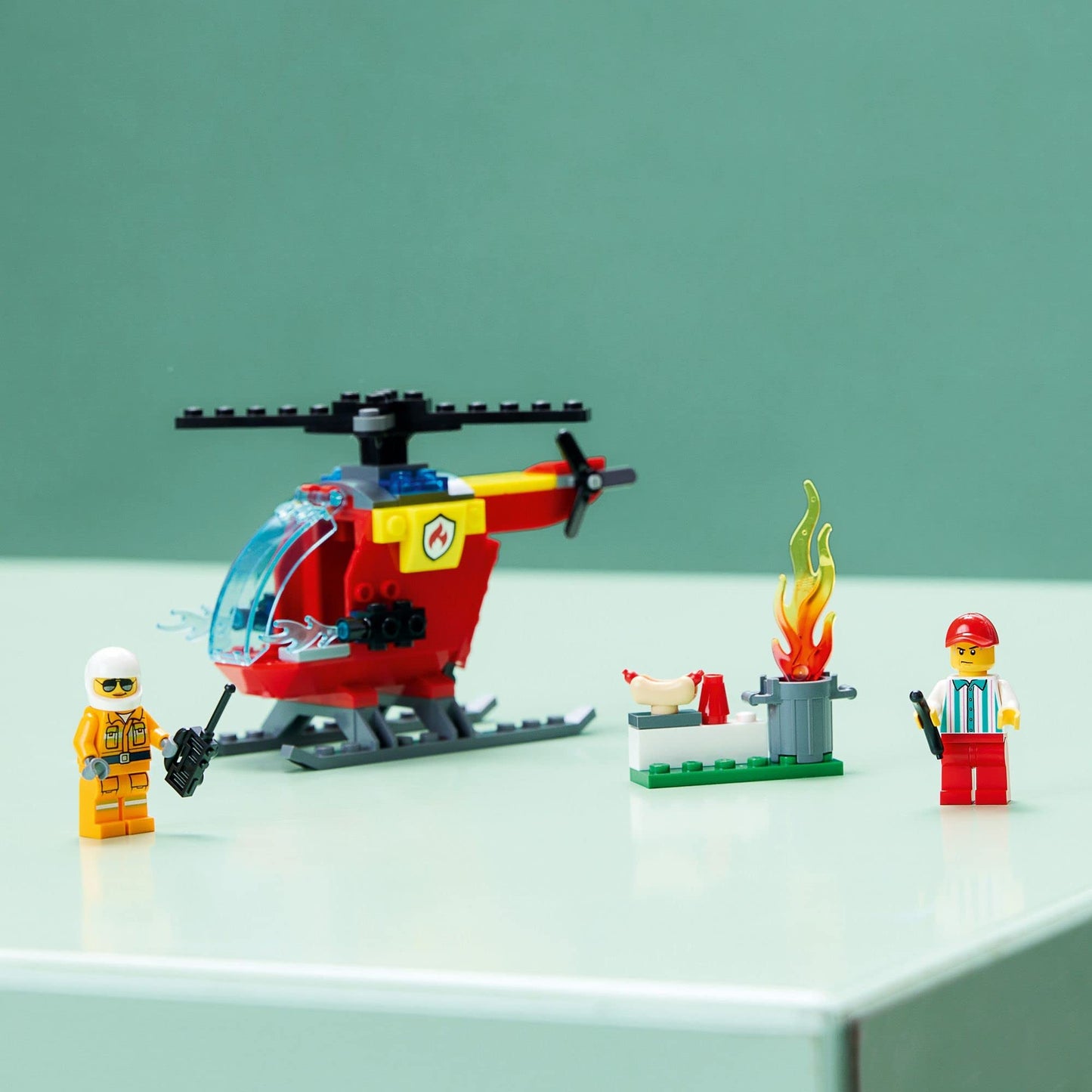 LEGO City Fire Helicopter 60318 – Preschool Toy with Minifigures & Starter Brick
