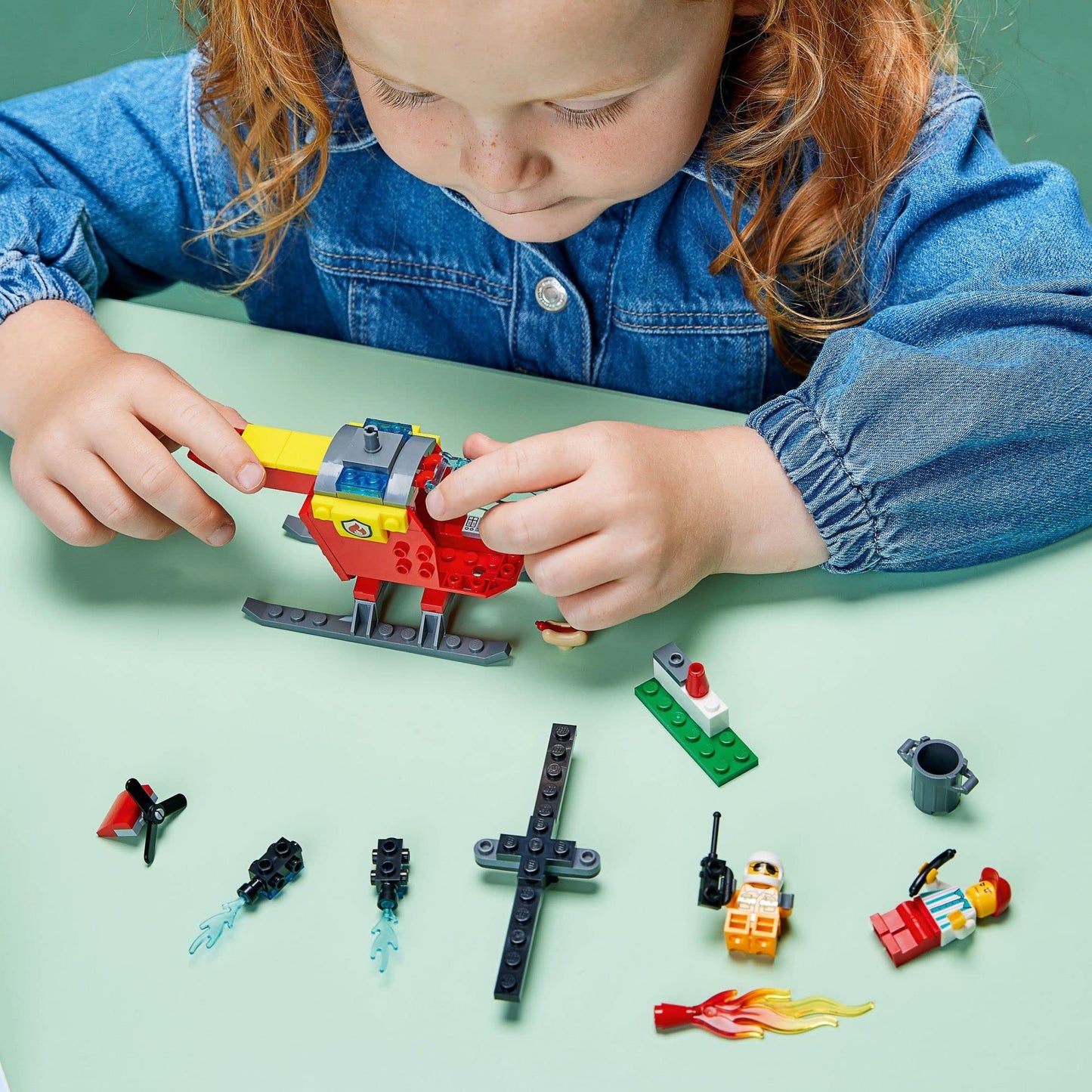 LEGO City Fire Helicopter 60318 – Preschool Toy with Minifigures & Starter Brick