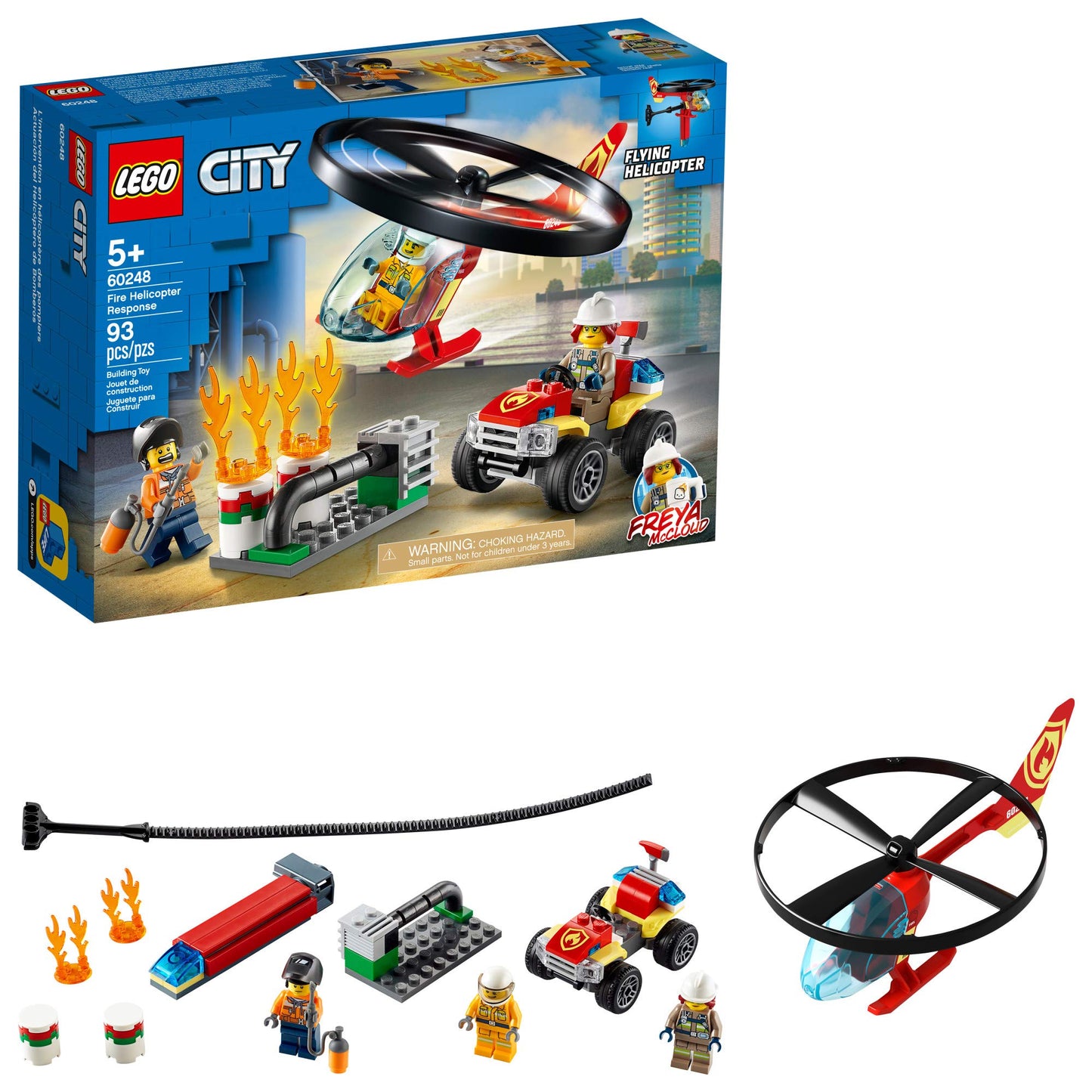 LEGO City Fire Helicopter Response 60248 – Firefighter Toy Set (93 Pieces)