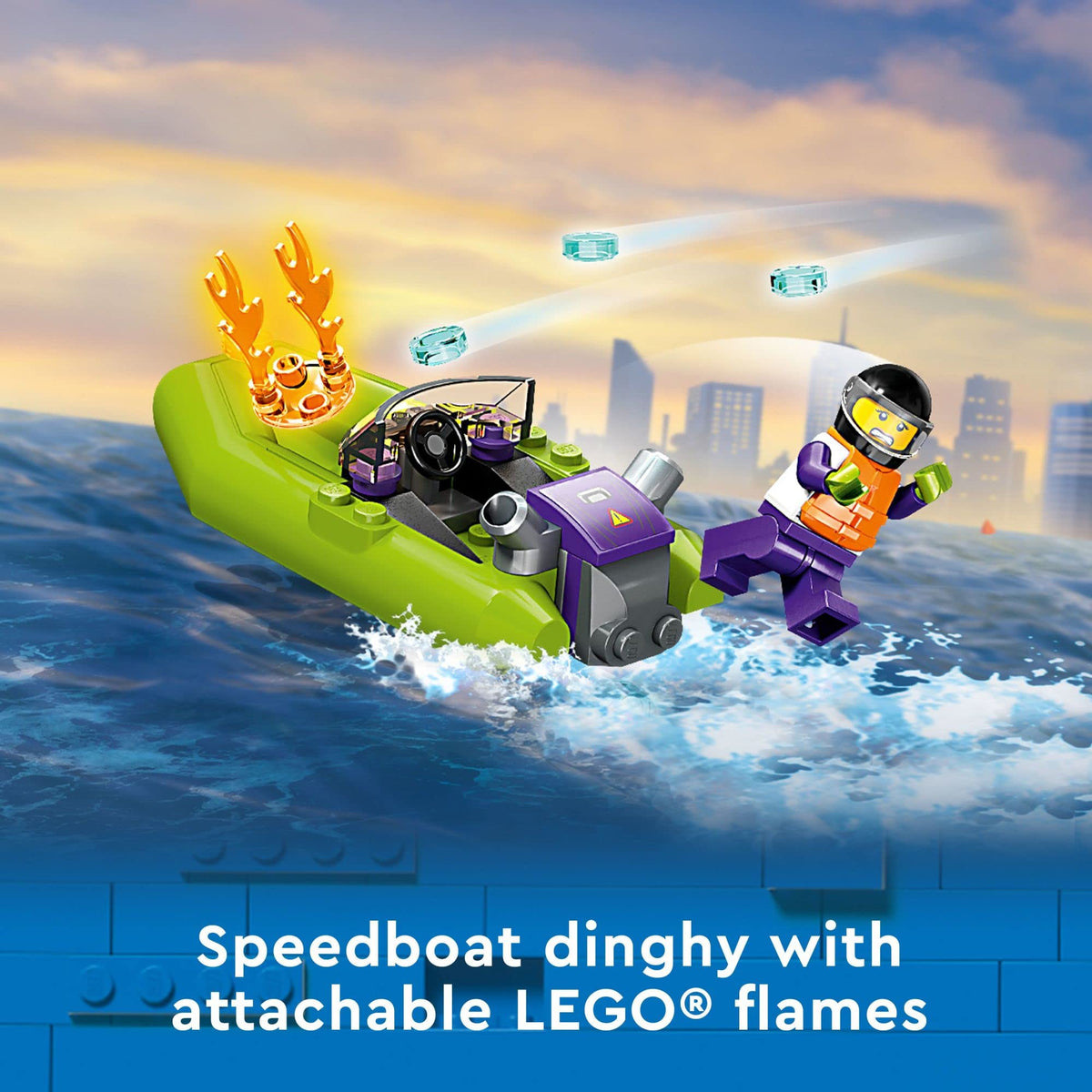 LEGO City Fire Rescue Boat 60373 – Water Rescue Playset with Jetpack & 3 Minifigures
