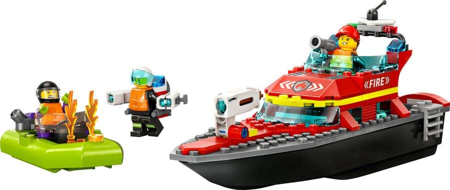 LEGO City Fire Rescue Boat 60373 – Water Rescue Playset with Jetpack & 3 Minifigures