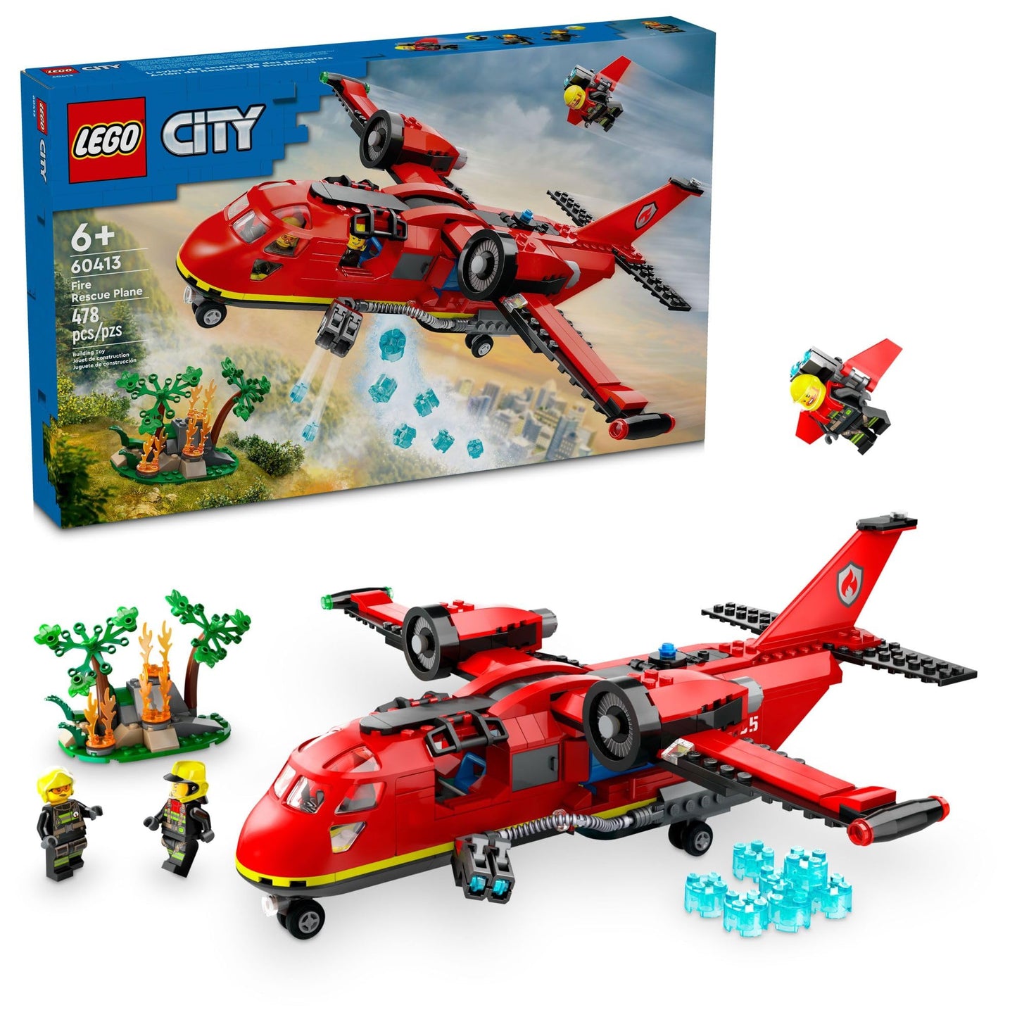 LEGO City Fire Rescue Plane 60413 – 478-Piece Building Toy for Kids 6+