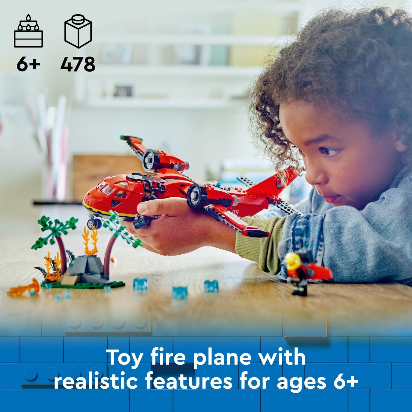 LEGO City Fire Rescue Plane 60413 – 478-Piece Building Toy for Kids 6+