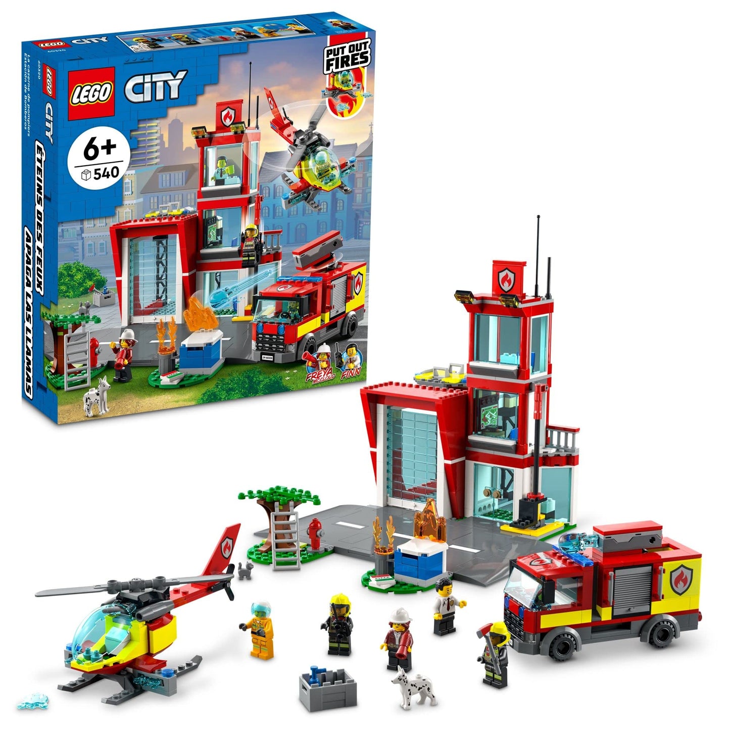 LEGO City Fire Station Set 60320 with Garage, Helicopter & Fire Engine — 540 Pieces