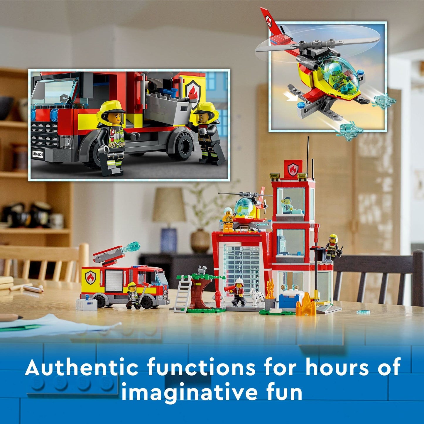 LEGO City Fire Station Set 60320 with Garage, Helicopter & Fire Engine — 540 Pieces
