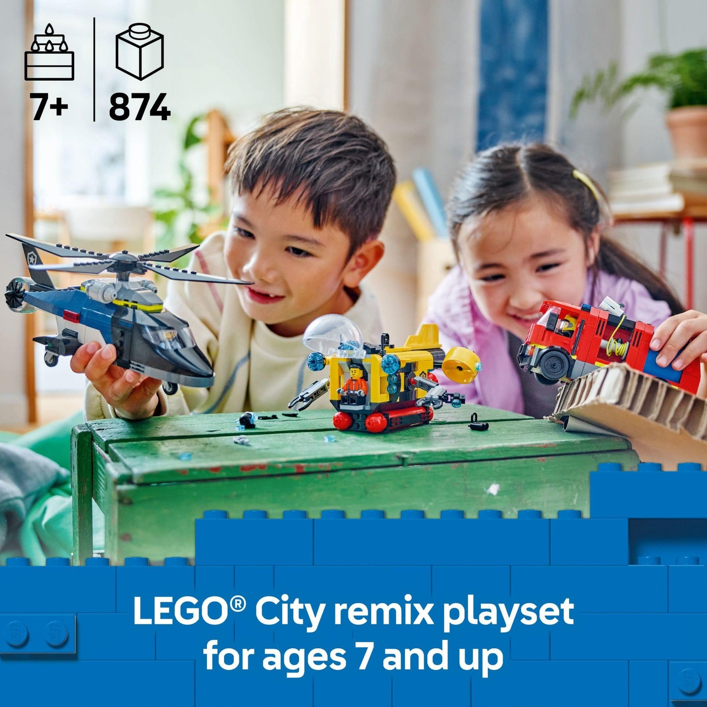 LEGO City 60462 Remix: 3-in-1 Helicopter, Fire Truck & Submarine