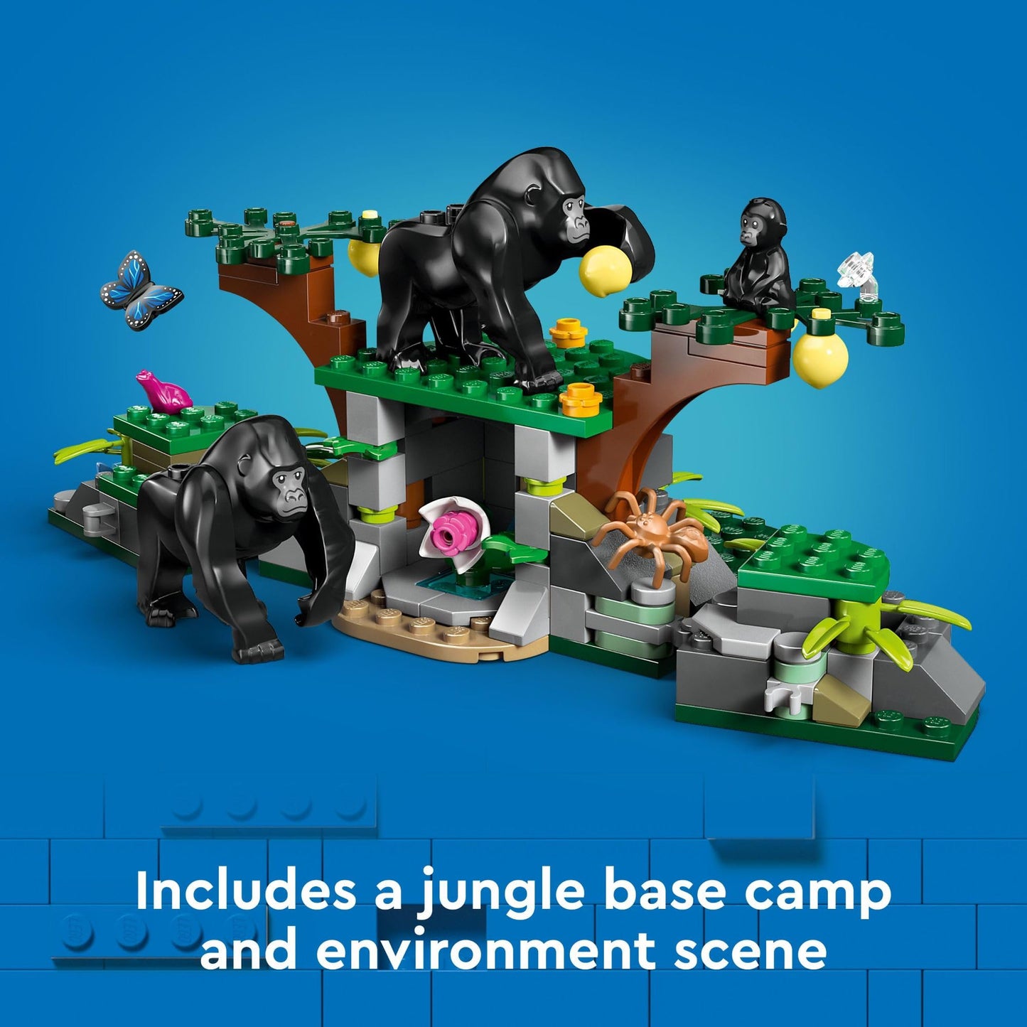 LEGO City Jungle Explorer Helicopter at Base Camp (60437) – 881 Pieces, 5 Minifigures & Gorilla Figures