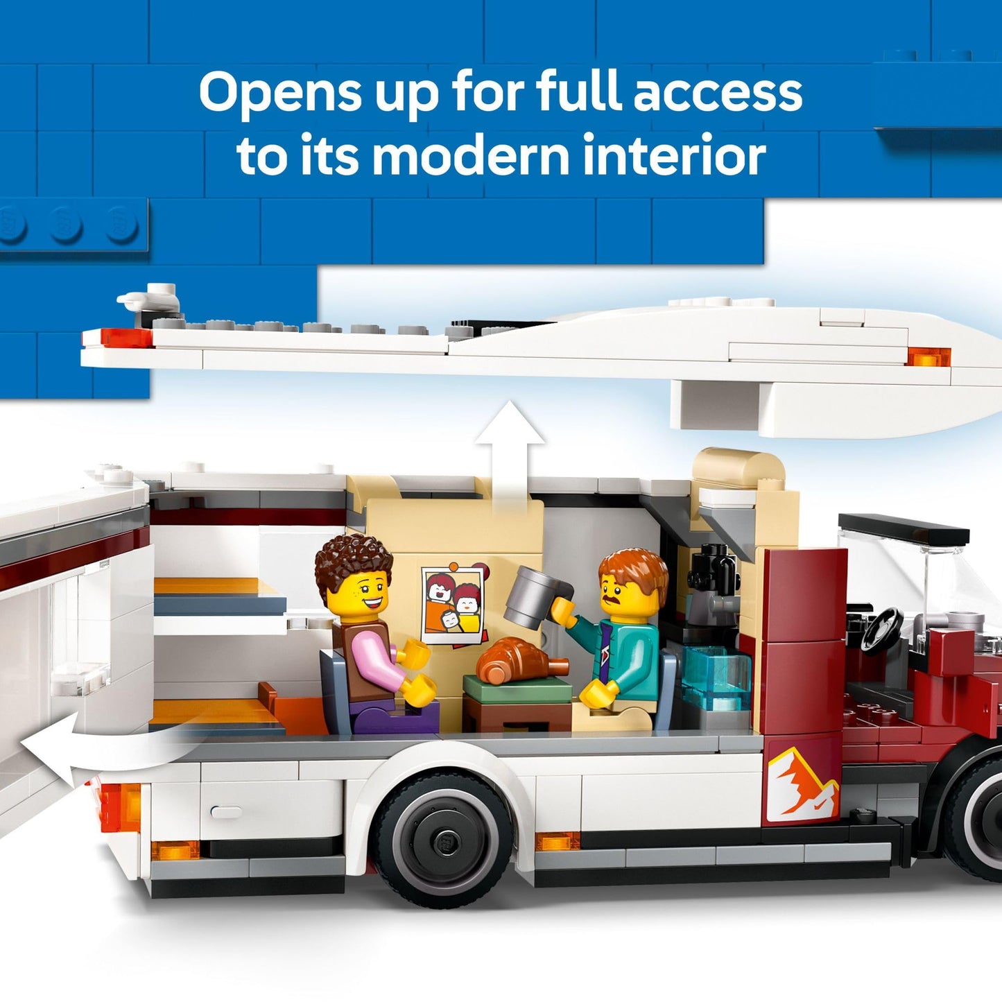 LEGO City Holiday Adventure Camper Van 60454 – 385-Piece Building Set with 3 Minifigs