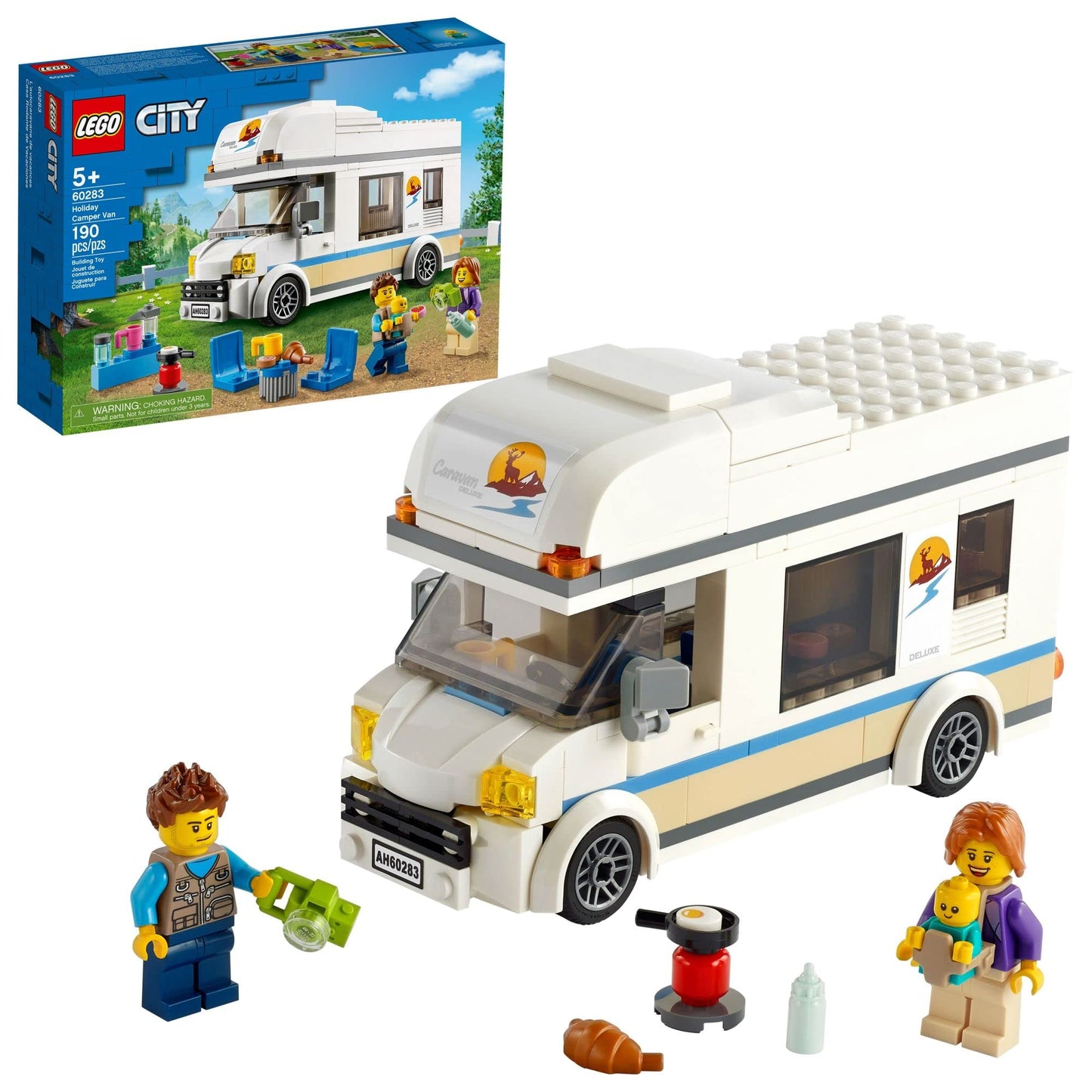 LEGO City Holiday Camper Van 60283 – 5+ Kids Building Set for Family Camping Adventures