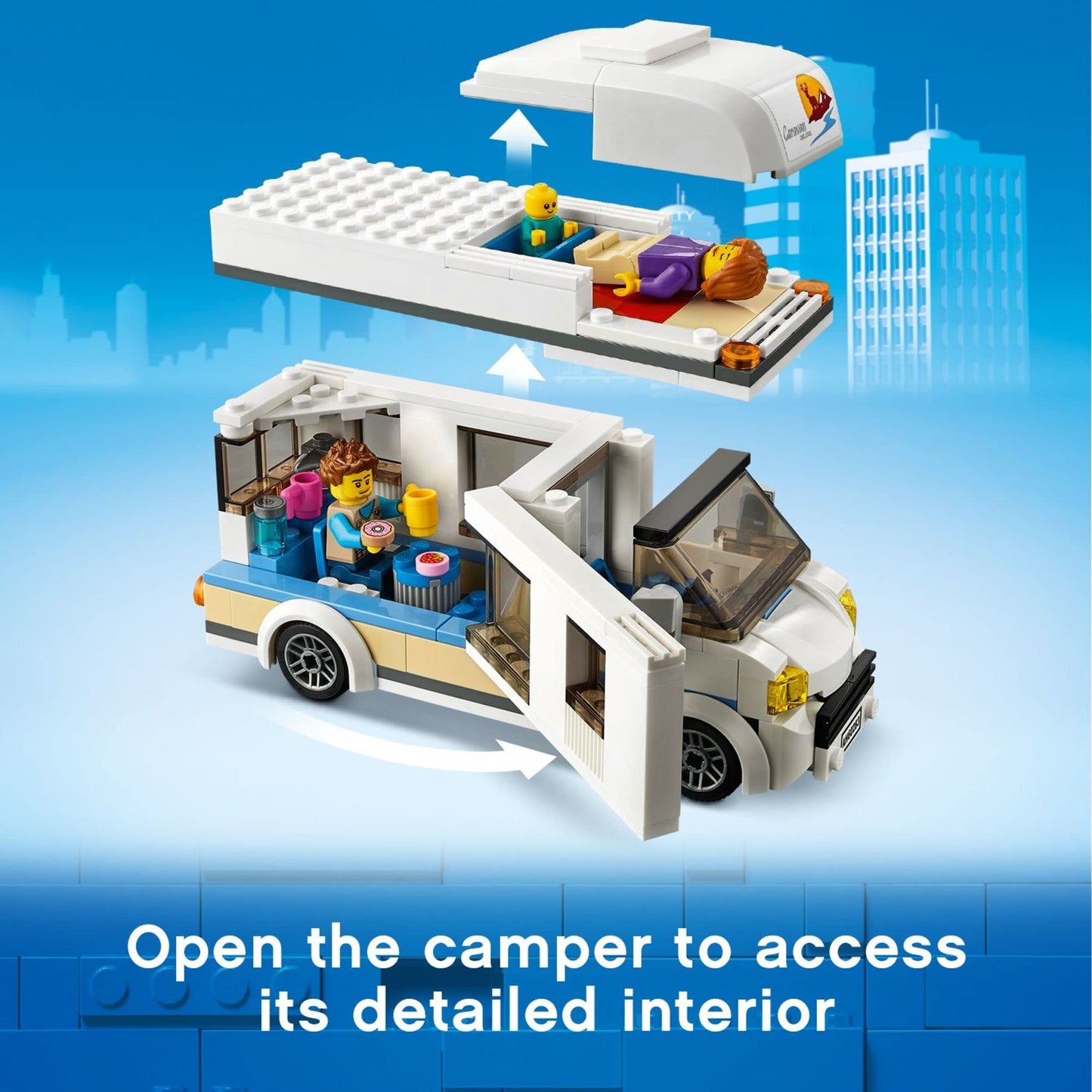 LEGO City Holiday Camper Van 60283 – 5+ Kids Building Set for Family Camping Adventures