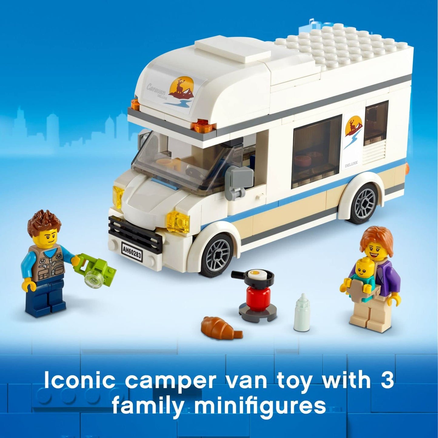 LEGO City Holiday Camper Van 60283 – 5+ Kids Building Set for Family Camping Adventures