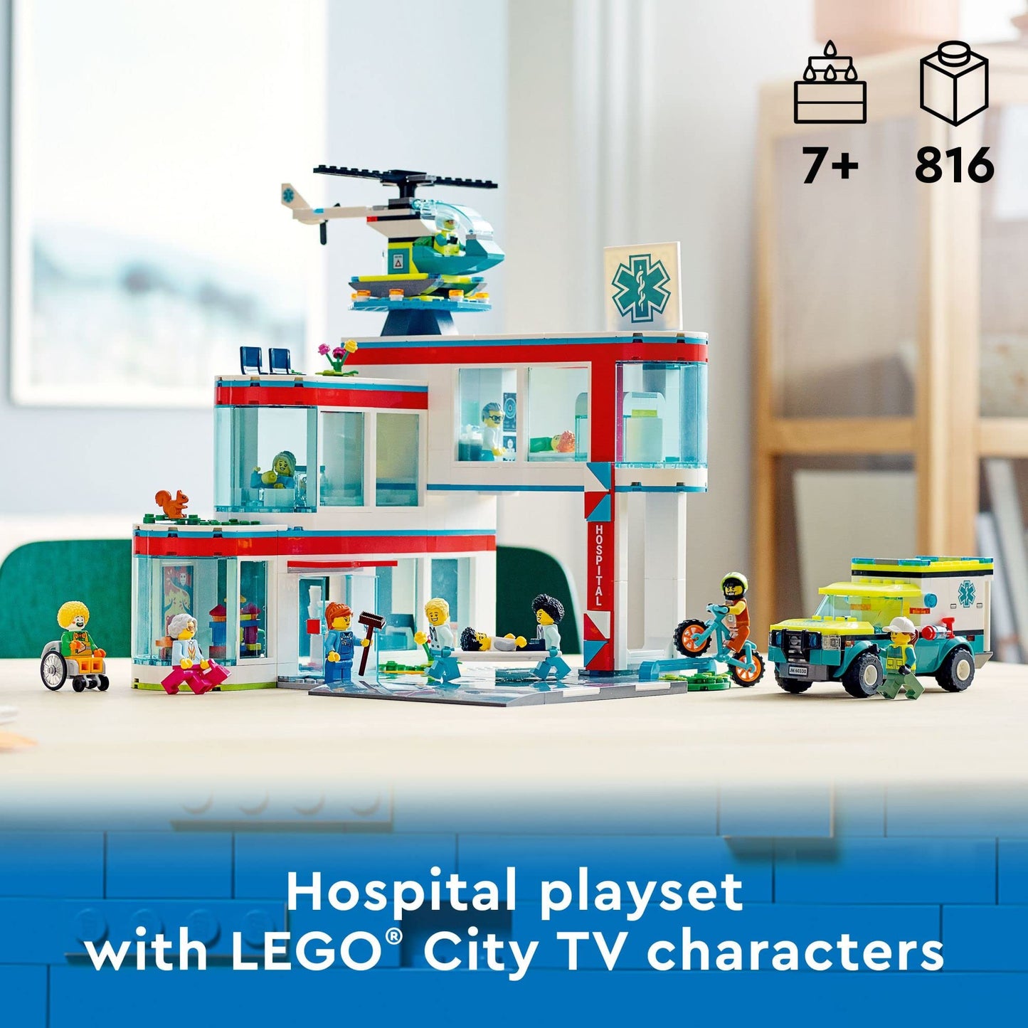 LEGO City Hospital Building Set 60330 – Ambulance, Rescue Helicopter & 12 Minifigures