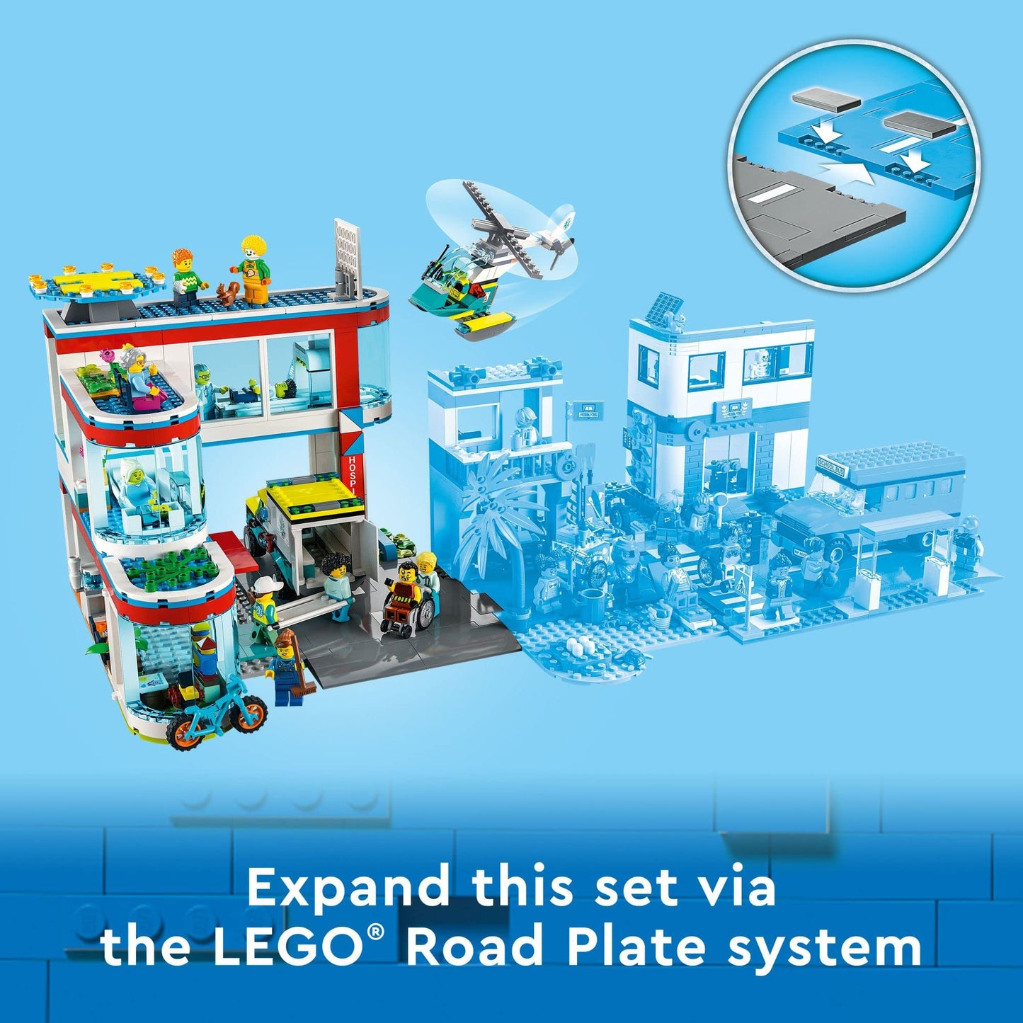 LEGO City Hospital Building Set 60330 – Ambulance, Rescue Helicopter & 12 Minifigures