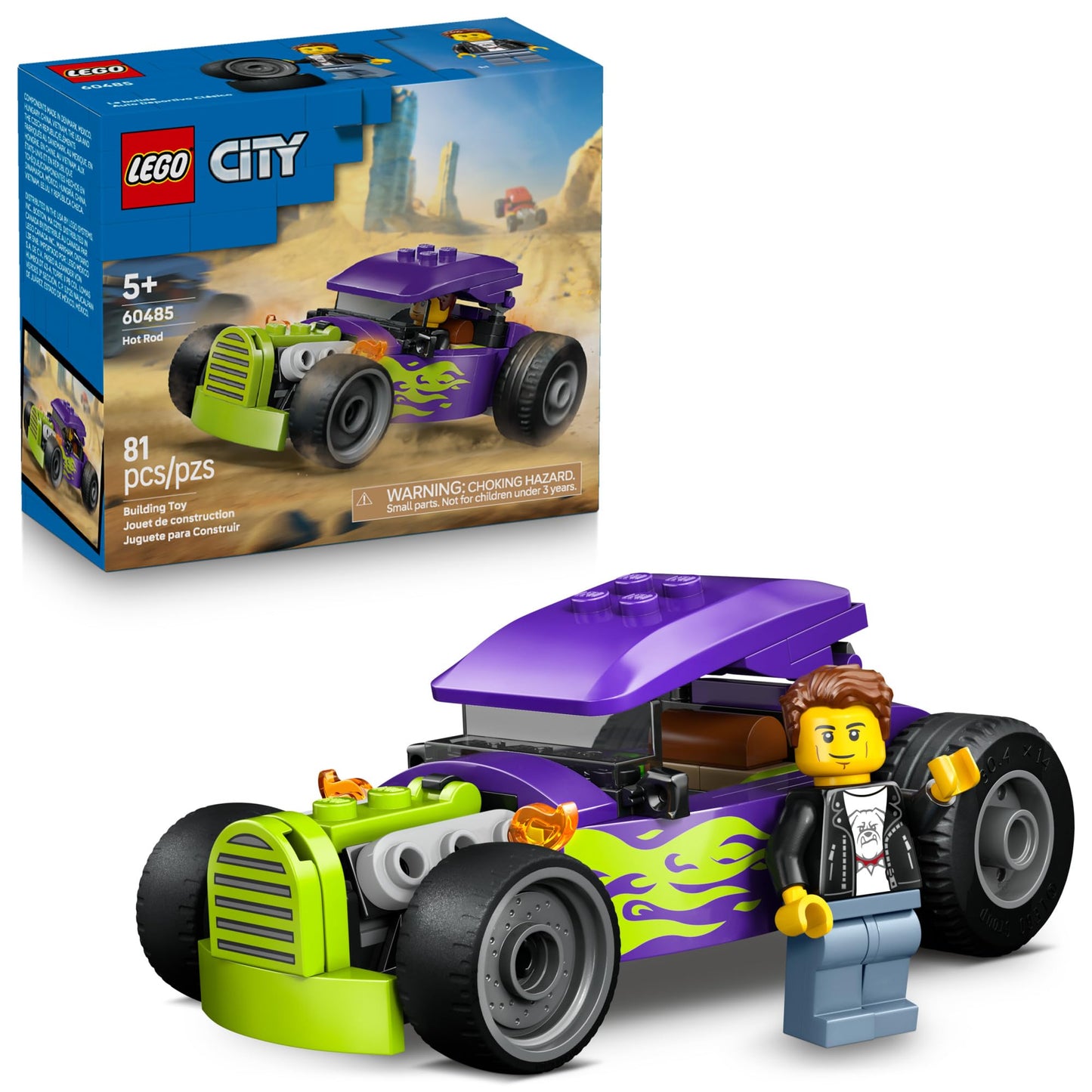 LEGO City Hot Rod Race Car Building Toy 60485 | Build, Pretend Play & Race (Ages 5+)