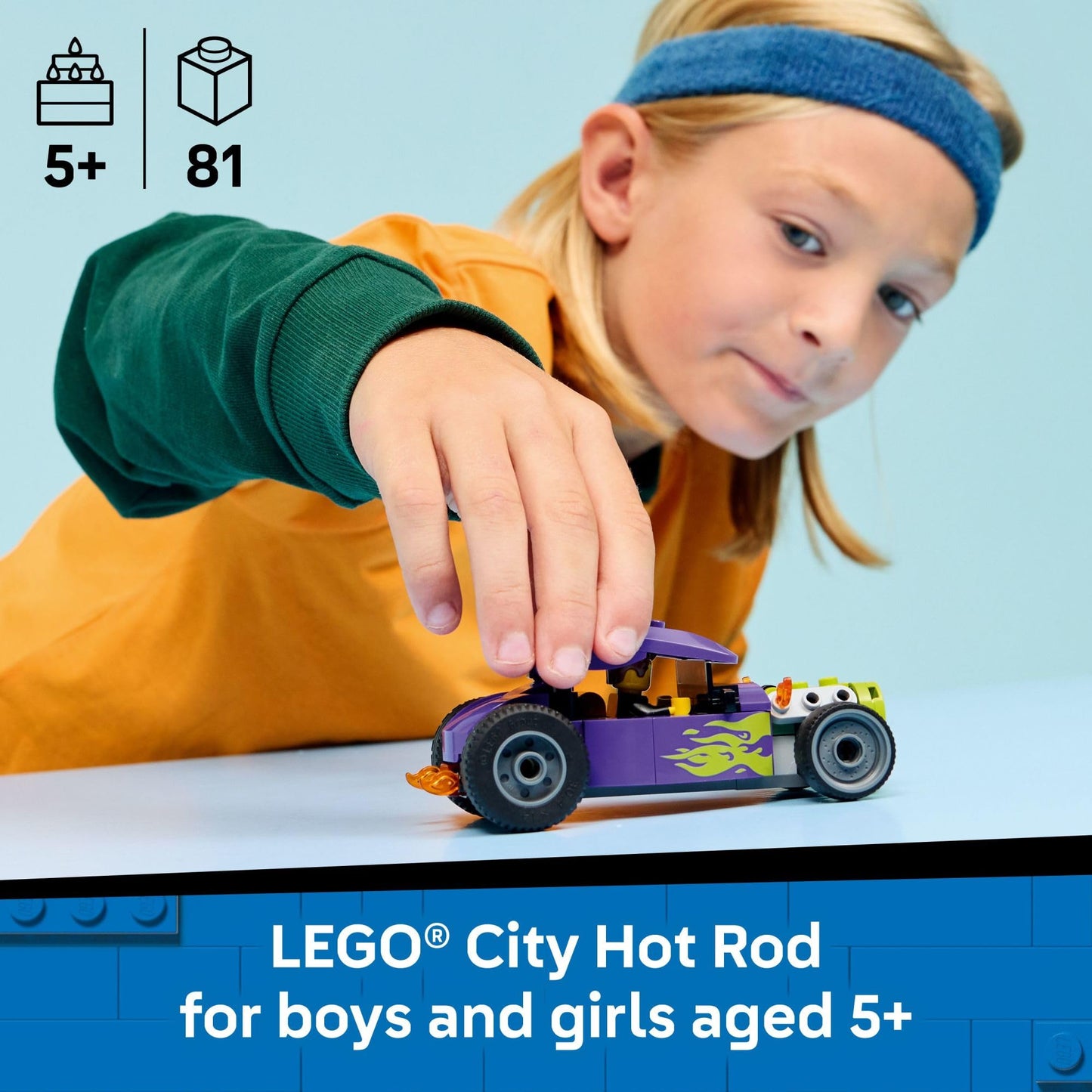 LEGO City Hot Rod Race Car Building Toy 60485 | Build, Pretend Play & Race (Ages 5+)