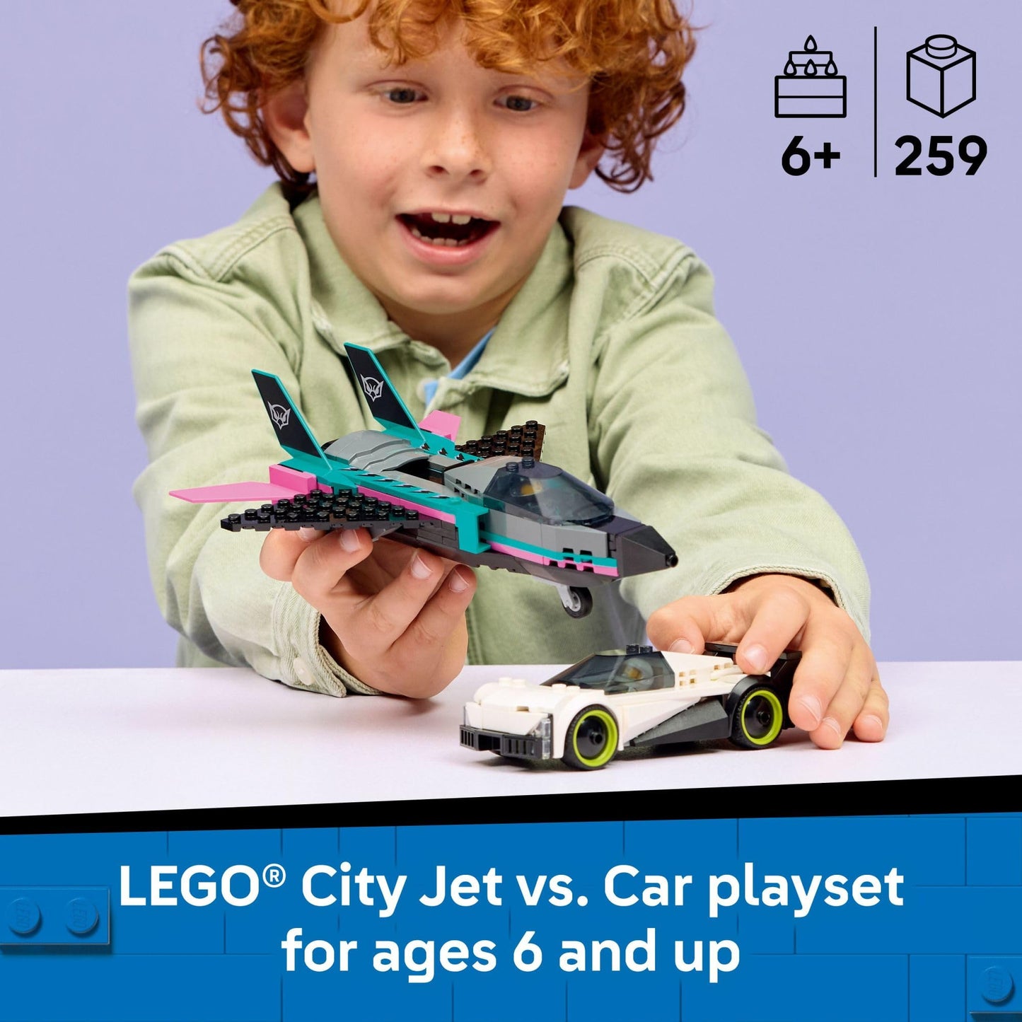 LEGO City Jet vs Car 60489 – Race-Ready Building Set for Kids 6+