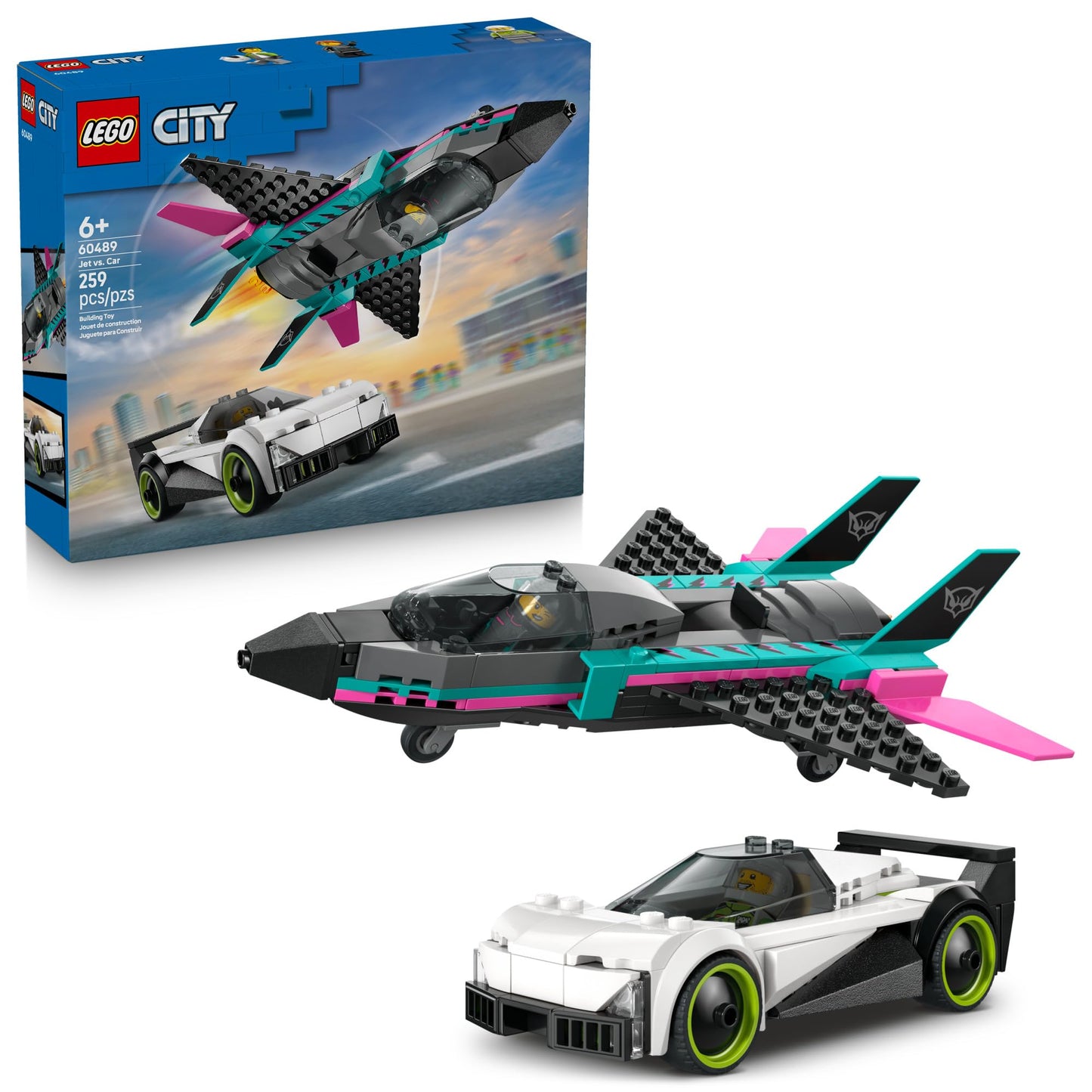 LEGO City Jet vs Car 60489 – Race-Ready Building Set for Kids 6+
