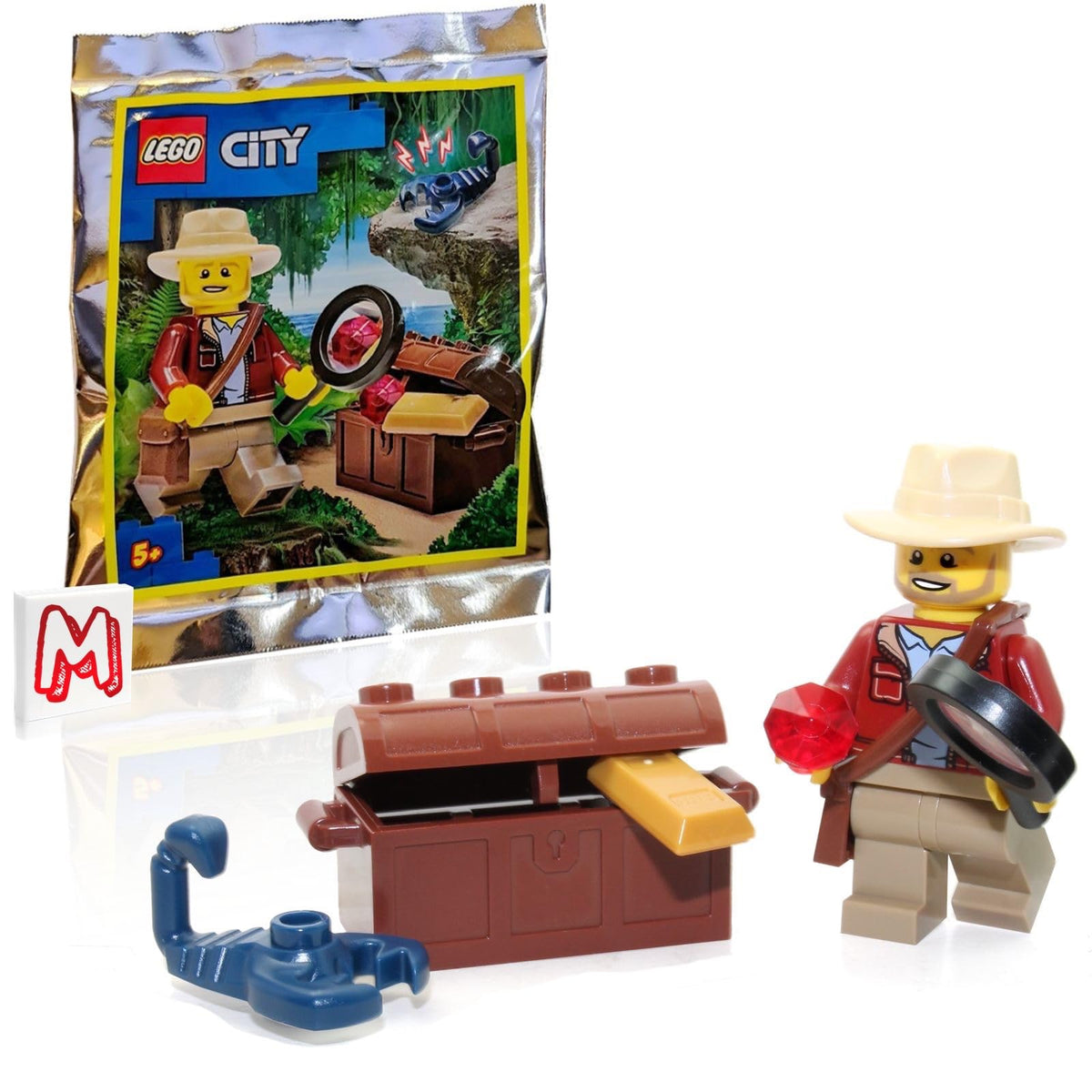LEGO City Jungle Explorer with Fedora Hat – Limited Edition Figure, Treasure Chest & Scorpion