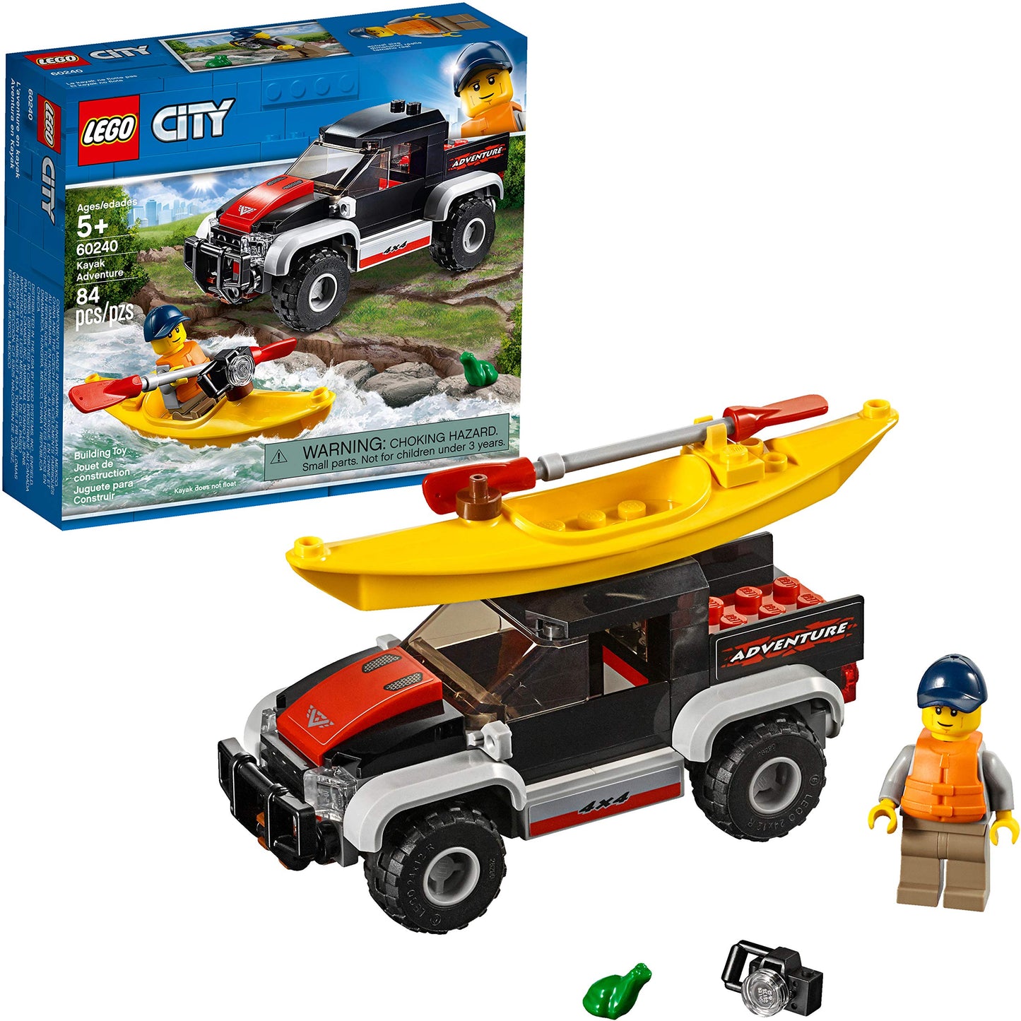 LEGO City Great Vehicles Kayak Adventure 60240 – 84-Piece Building Kit