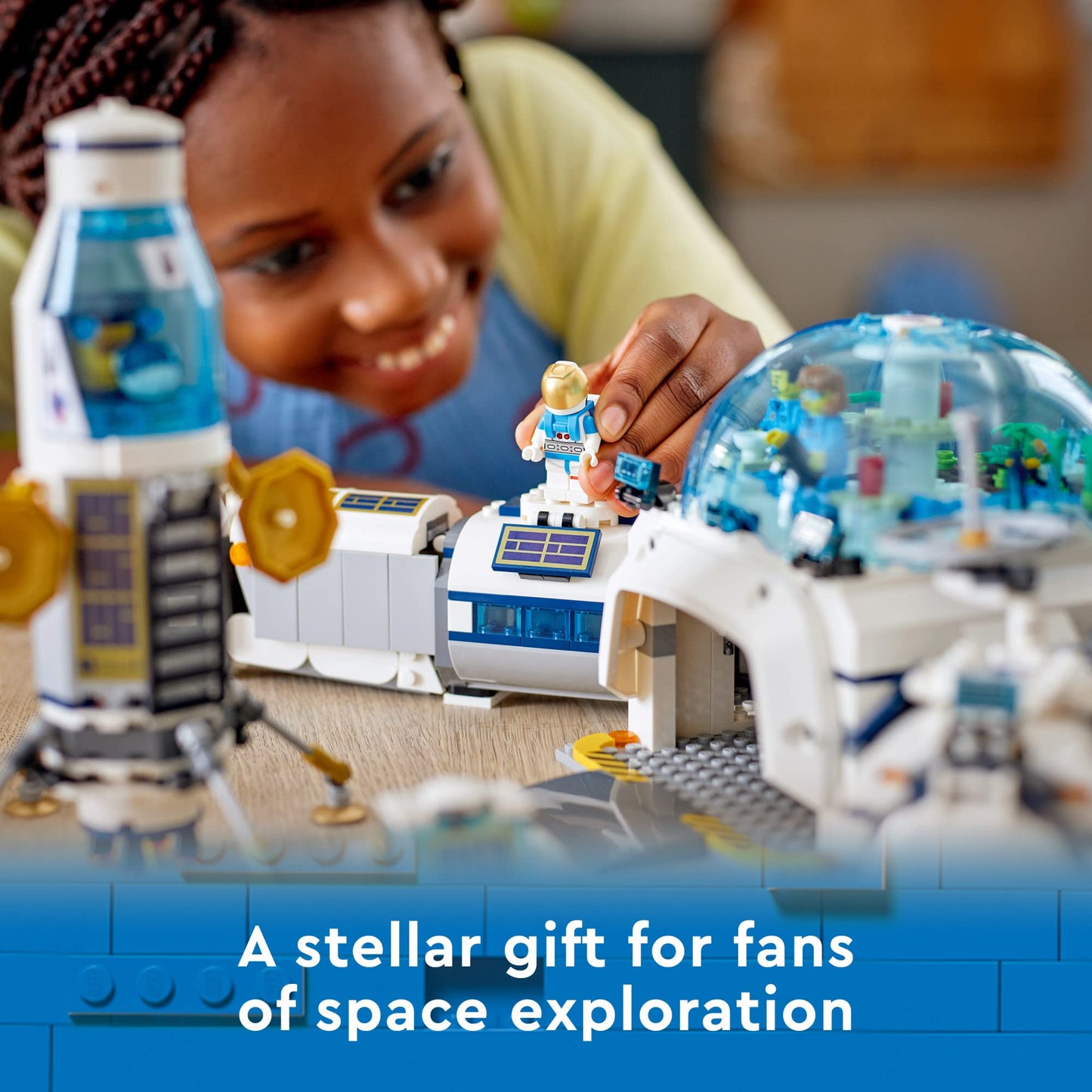 LEGO City Lunar Research Base 60350 – NASA-Inspired Space Set with Lander, Rover & 6 Minifigs