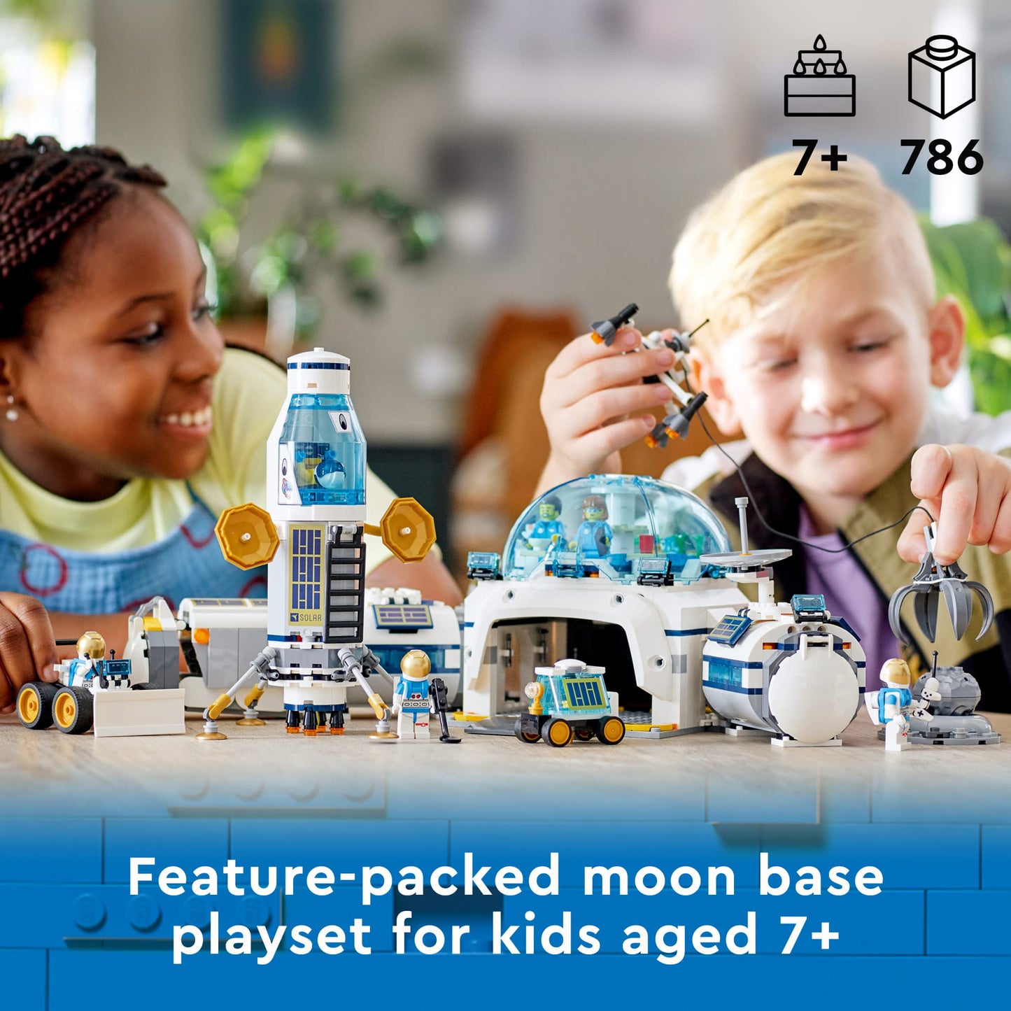 LEGO City Lunar Research Base 60350 – NASA-Inspired Space Set with Lander, Rover & 6 Minifigs