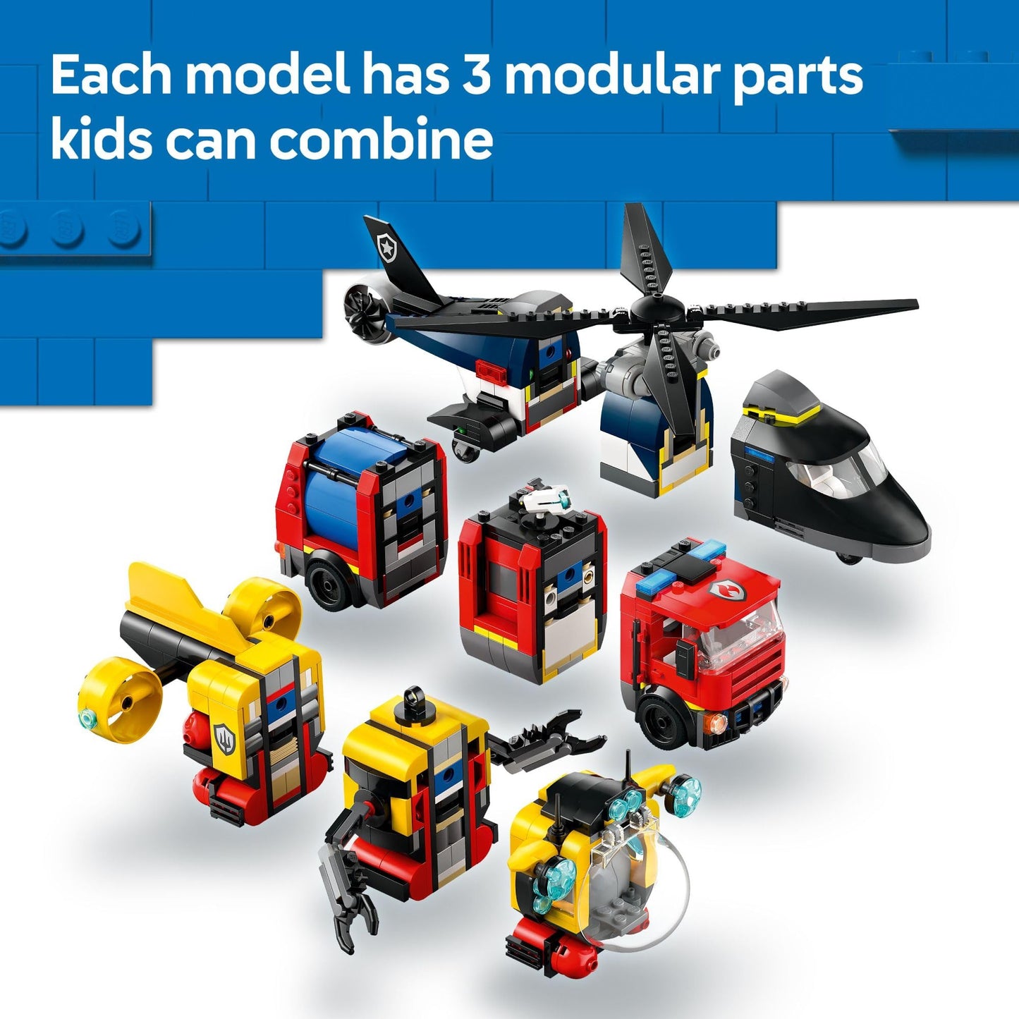 LEGO City 60462 Remix: 3-in-1 Helicopter, Fire Truck & Submarine