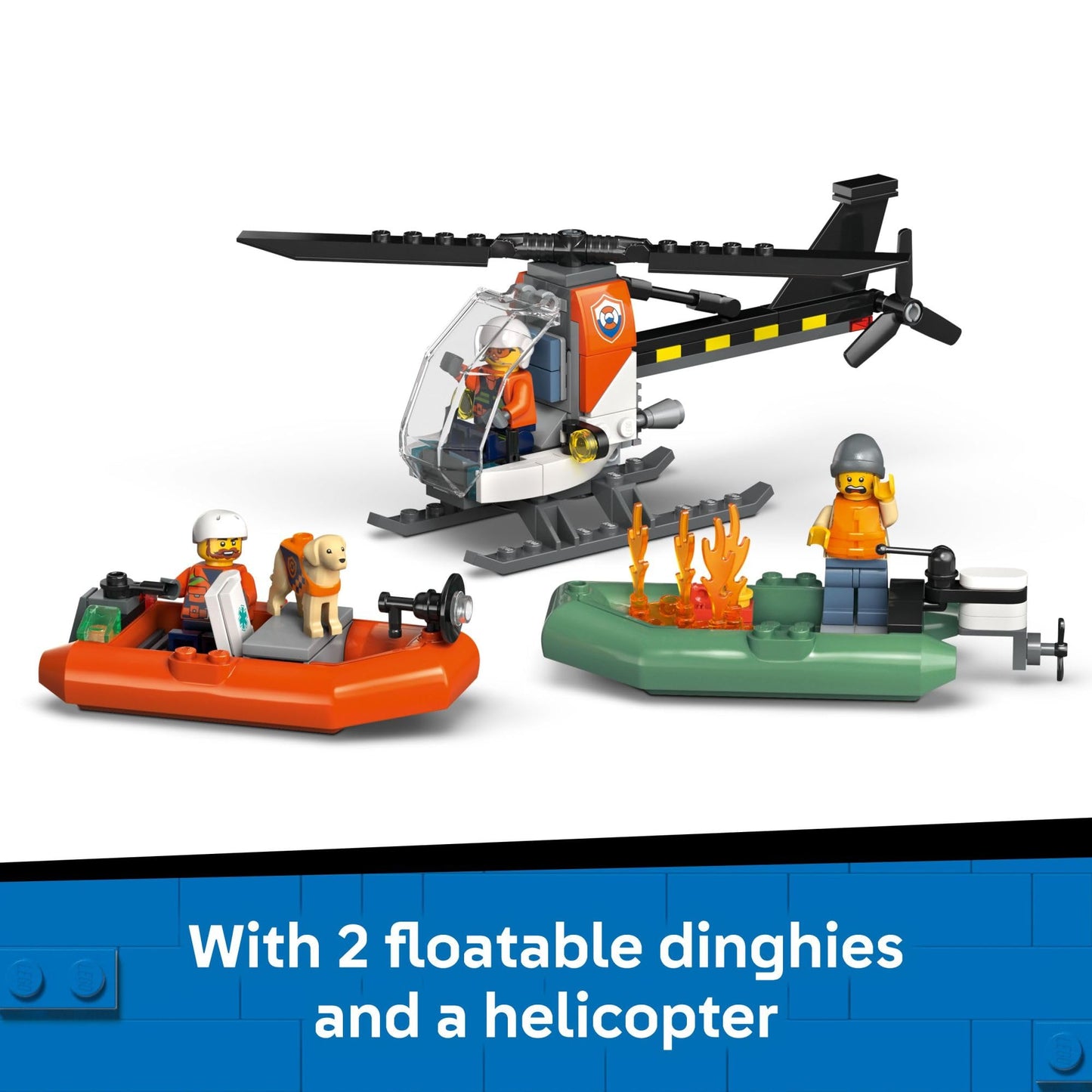 LEGO City Coast Guard Rescue Boat & Helicopter (60504) – 742 Pieces, 5 Minifigures & Dog