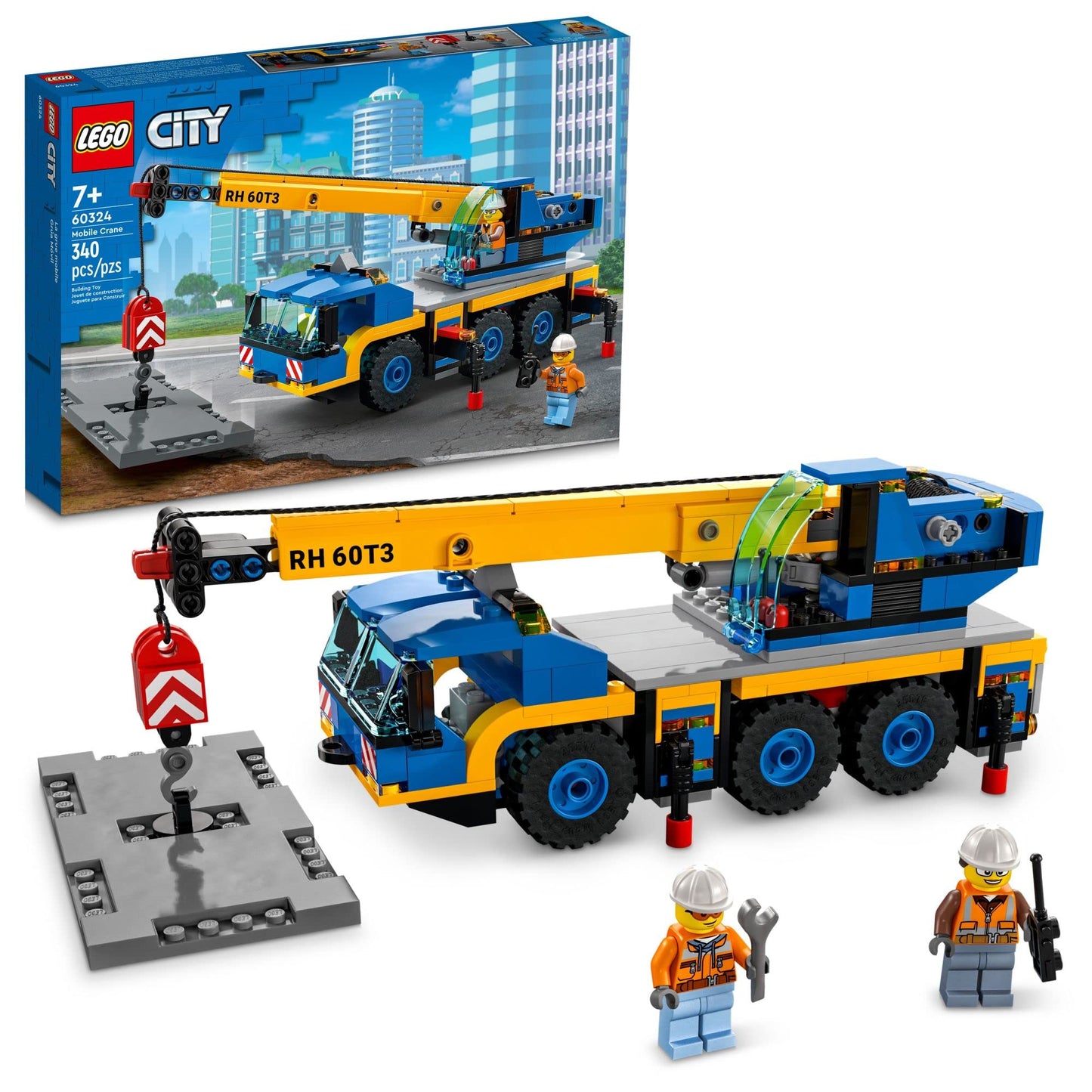 LEGO City Mobile Crane Truck 60324 | Construction Vehicle Set with 2 Minifigures
