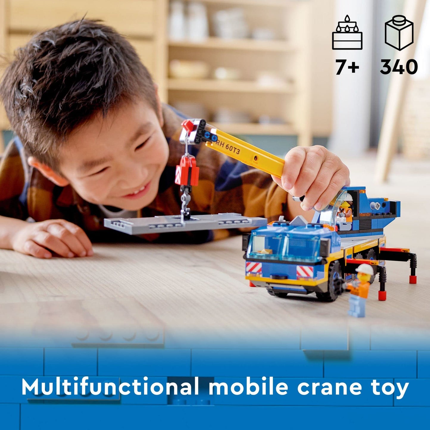 LEGO City Mobile Crane Truck 60324 | Construction Vehicle Set with 2 Minifigures
