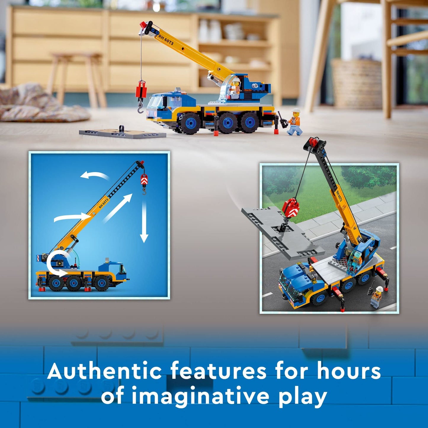 LEGO City Mobile Crane Truck 60324 | Construction Vehicle Set with 2 Minifigures