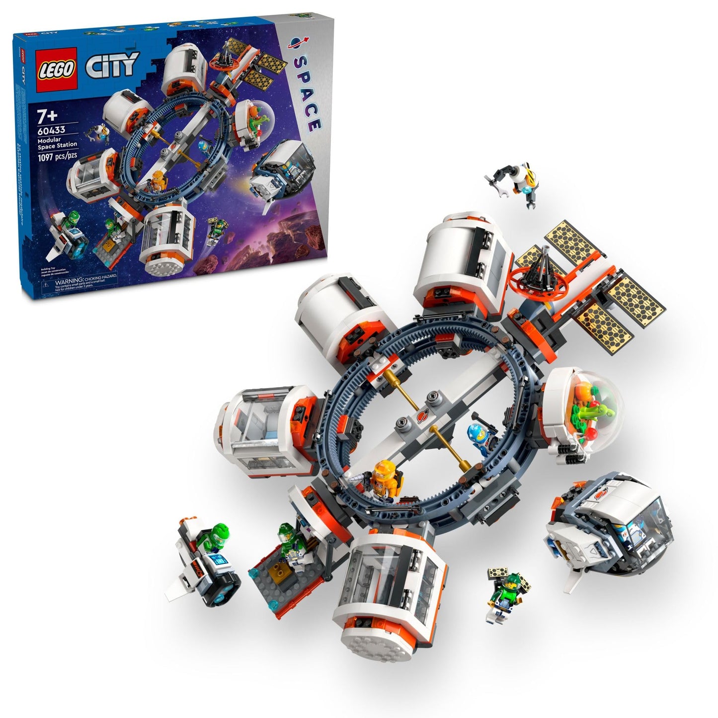 LEGO City Modular Space Station 60433 – STEM Space Toy with 6 Astronaut Minifigures