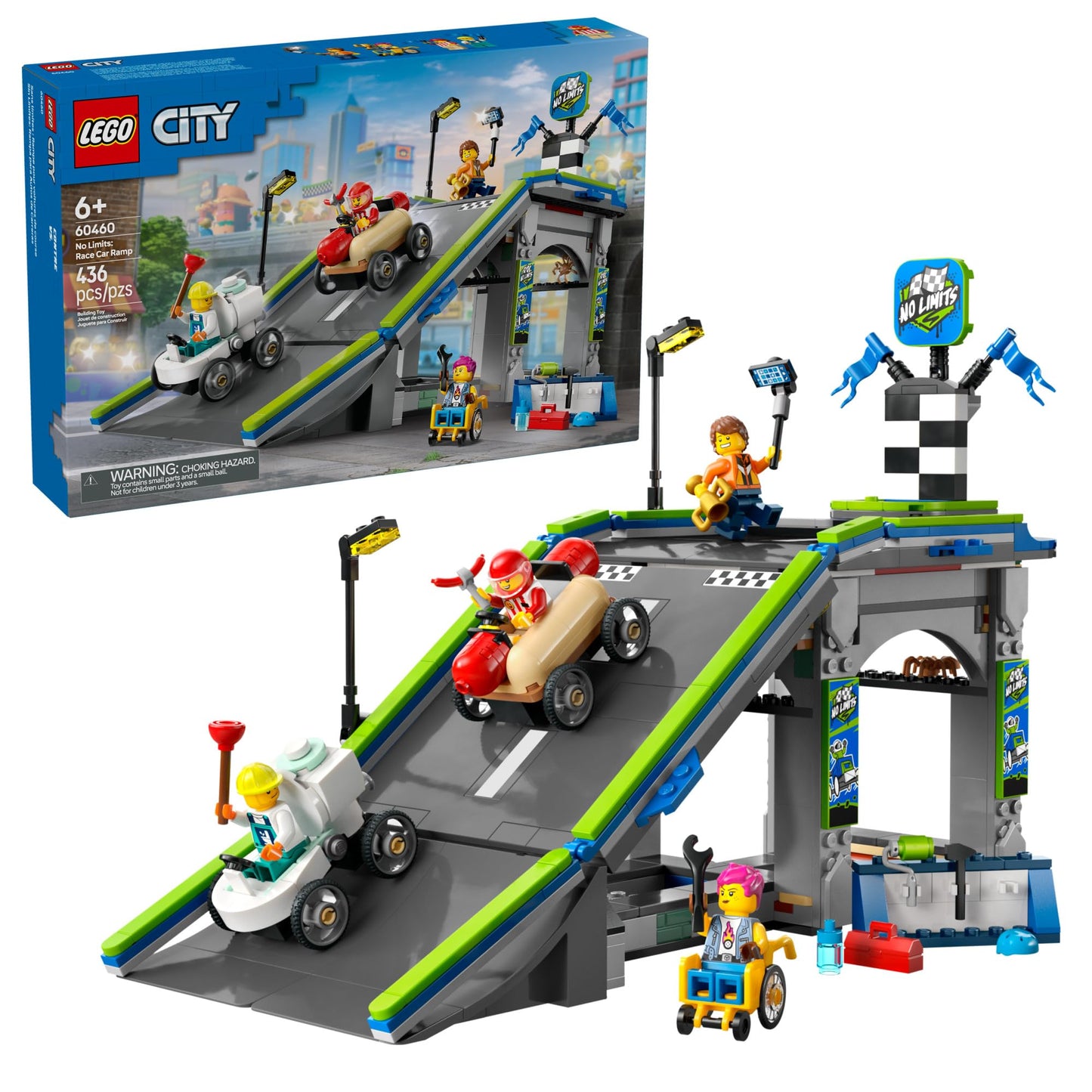 LEGO City No Limits: Race Car Ramp Track 60460 – 436-Piece Building Toy for Ages 6+