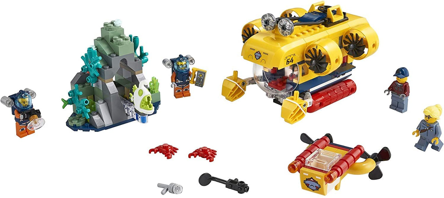 LEGO City Ocean Exploration Submarine 60264 – Submarine, Coral Reef, Underwater Drone & Glow Anglerfish (286 Pieces)