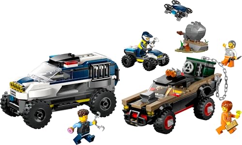 LEGO City Off-Road Police Chase Action Set – Police SUV, Crook Pickup, Quad Bike & Drone | Kids Construction Toy - 60449
