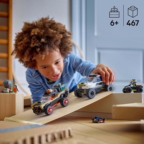 LEGO City Off-Road Police Chase Action Set – Police SUV, Crook Pickup, Quad Bike & Drone | Kids Construction Toy - 60449