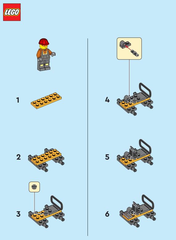 LEGO City Construction Worker Minifigure with Buzzsaw Vehicle - Authentic LEGO Figure