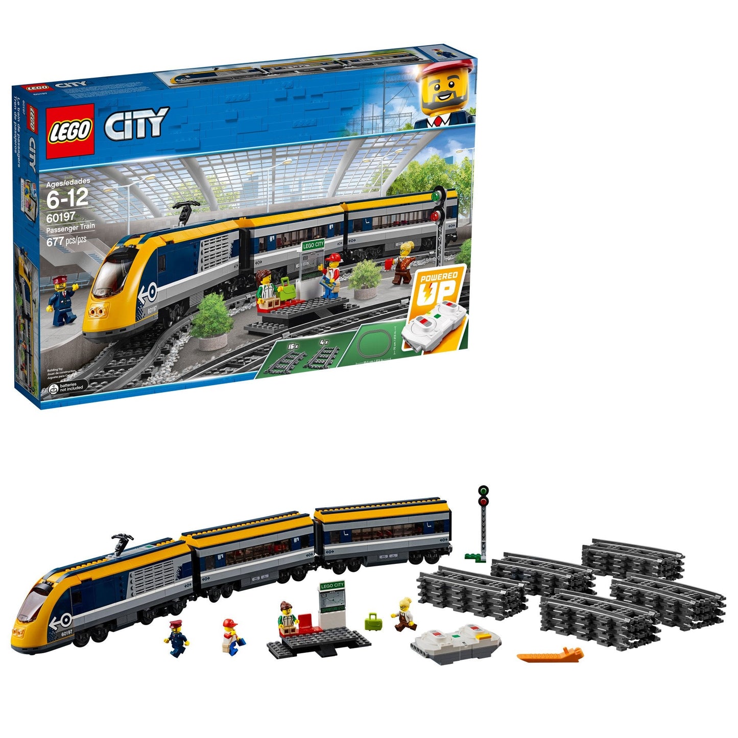 LEGO City Passenger Train 60197 Building Kit (677 Pieces) – Motorized Train with Bluetooth Remote