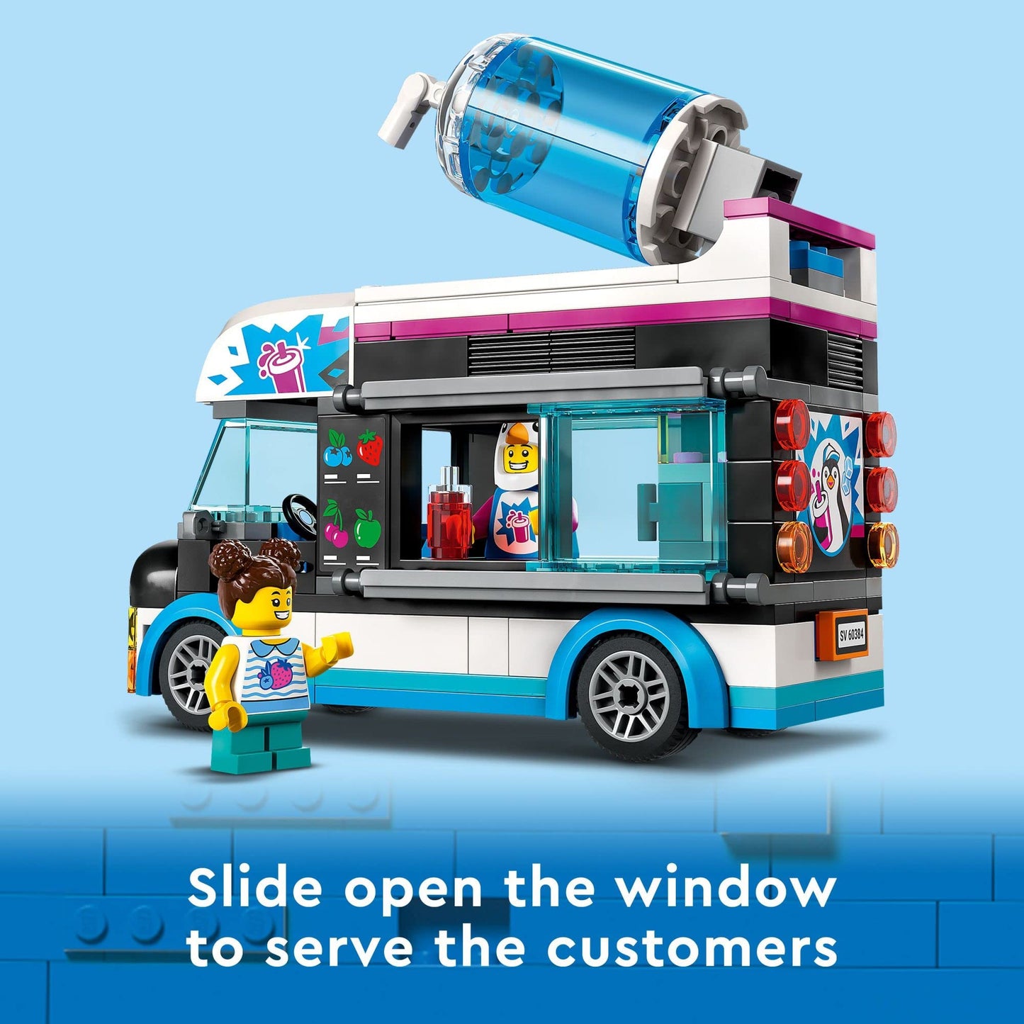 LEGO City Penguin Slushy Van 60384 – 194-Piece Building Toy with Minifigures