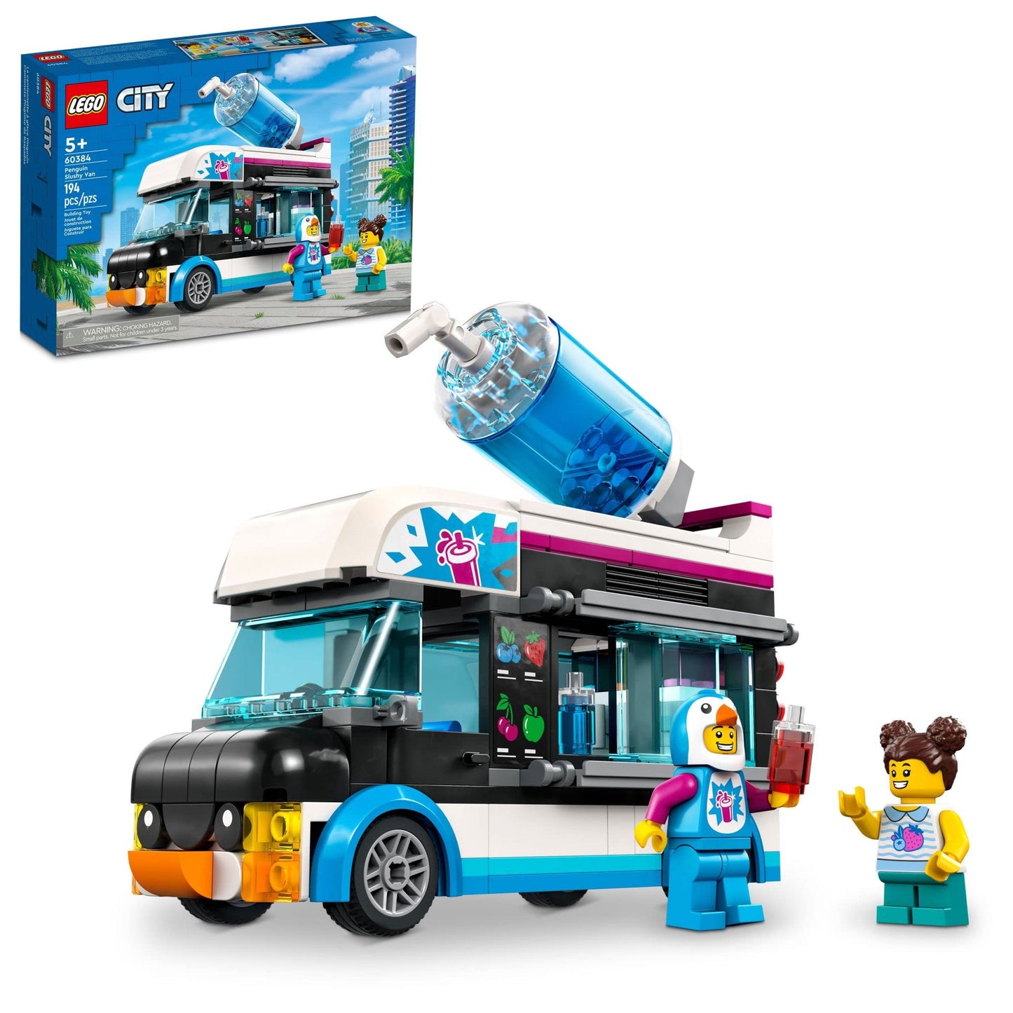 LEGO City Penguin Slushy Van 60384 – 194-Piece Building Toy with Minifigures