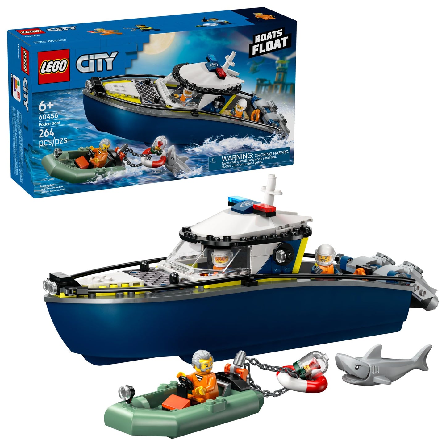 LEGO City Police Boat Chase (60456) – Water-Play Building Toy for Kids Ages 6+