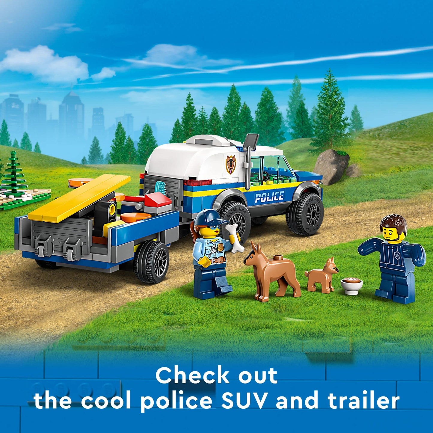 LEGO City Police Dog Training 60369 – SUV with Trailer, Obstacle Course & Puppy Figures