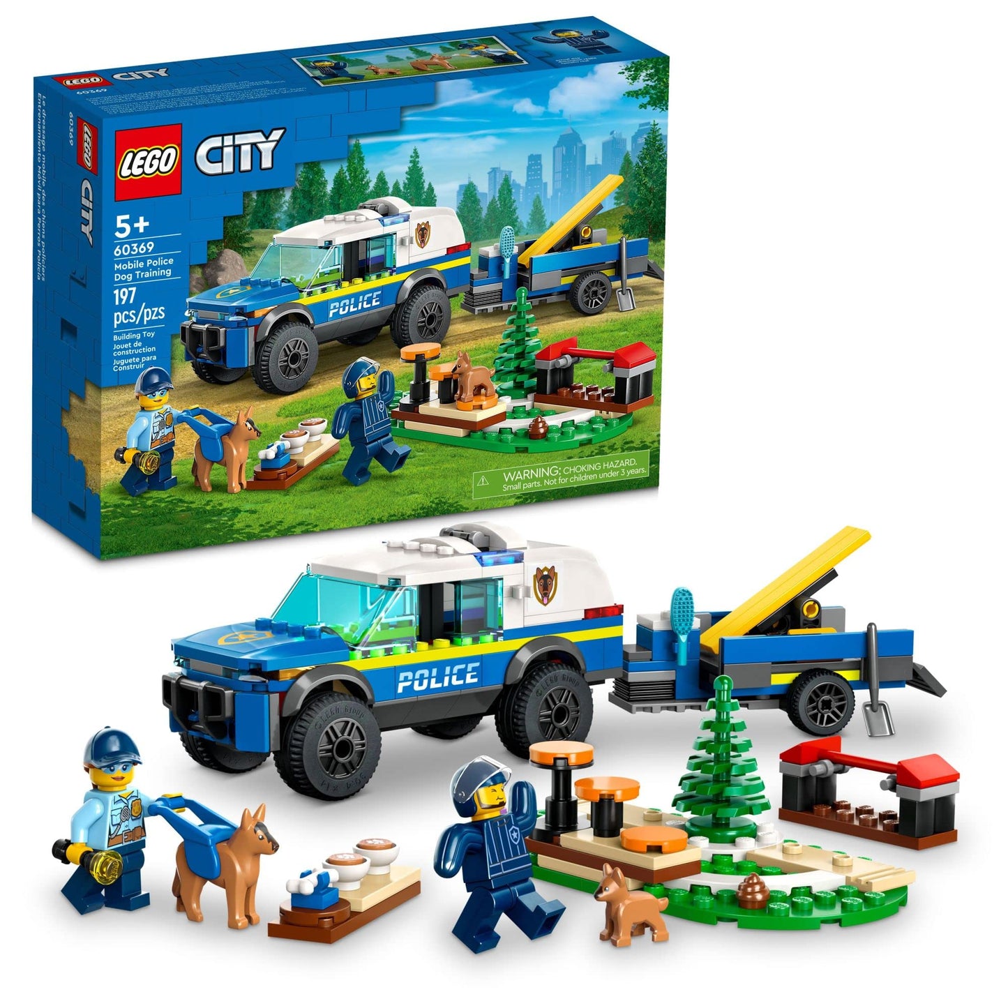 LEGO City Police Dog Training 60369 – SUV with Trailer, Obstacle Course & Puppy Figures